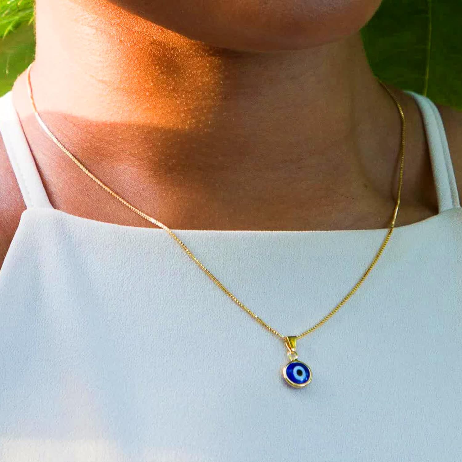 Evil Eye Necklace for Women 14K Gold Plated Delicate Necklaces Blue White CZ Diamond Pendant Necklace Cute Boho Tiny Evil Eye Lucky Protection Jewelry Gift for Women - Image 4