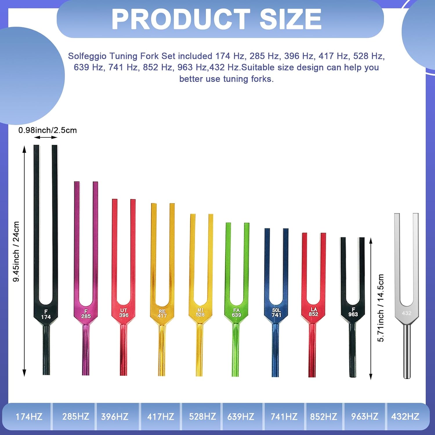 Solfeggio Tuning Fork Set - 10 Multicolour Tuning Forks Perfect for DNA Healing with Exquisite Aluminum Gift Box (174 Hz, 285 Hz, 396 Hz, 417 Hz, 432Hz, 528 Hz, 639 Hz, 741 Hz 852 Hz, 963 Hz) - Image 6