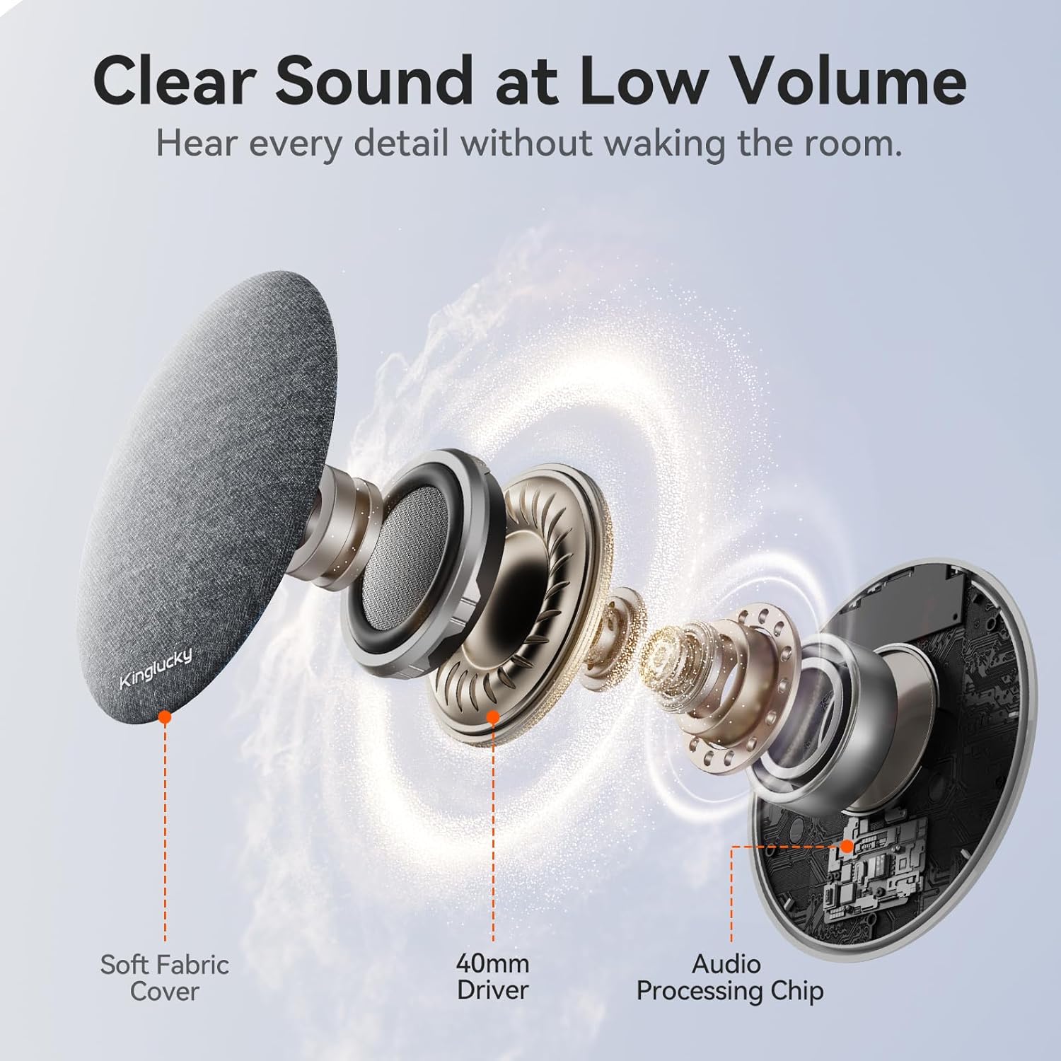 Kinglucky Pillow Speaker for Sleeping, Bluetooth Speaker Under Pillow with Built-in Pink Noise White Noise Sound Machine for Sleeping, White Noise Sound Machine with Sleep Pink Noise Music Grey - Image 5