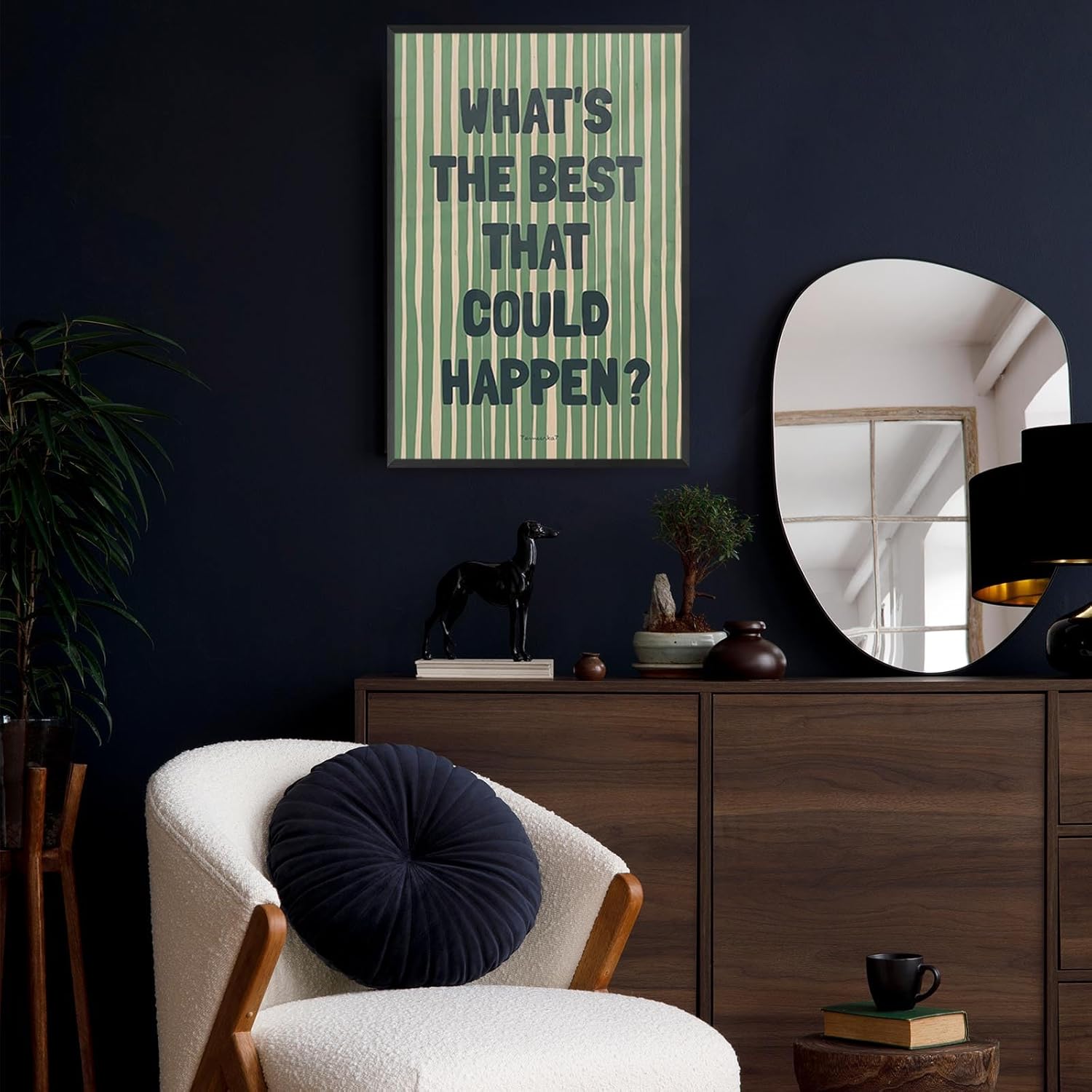 What'S The Best That Could Happen Posters Daily Reminder Positive Quote Canvas Wall Art Trendy Green Striped Inspirational Aesthetic Wall Decor For Girl Bedroom Apartment Dorm 12x16in Unframed - Image 5