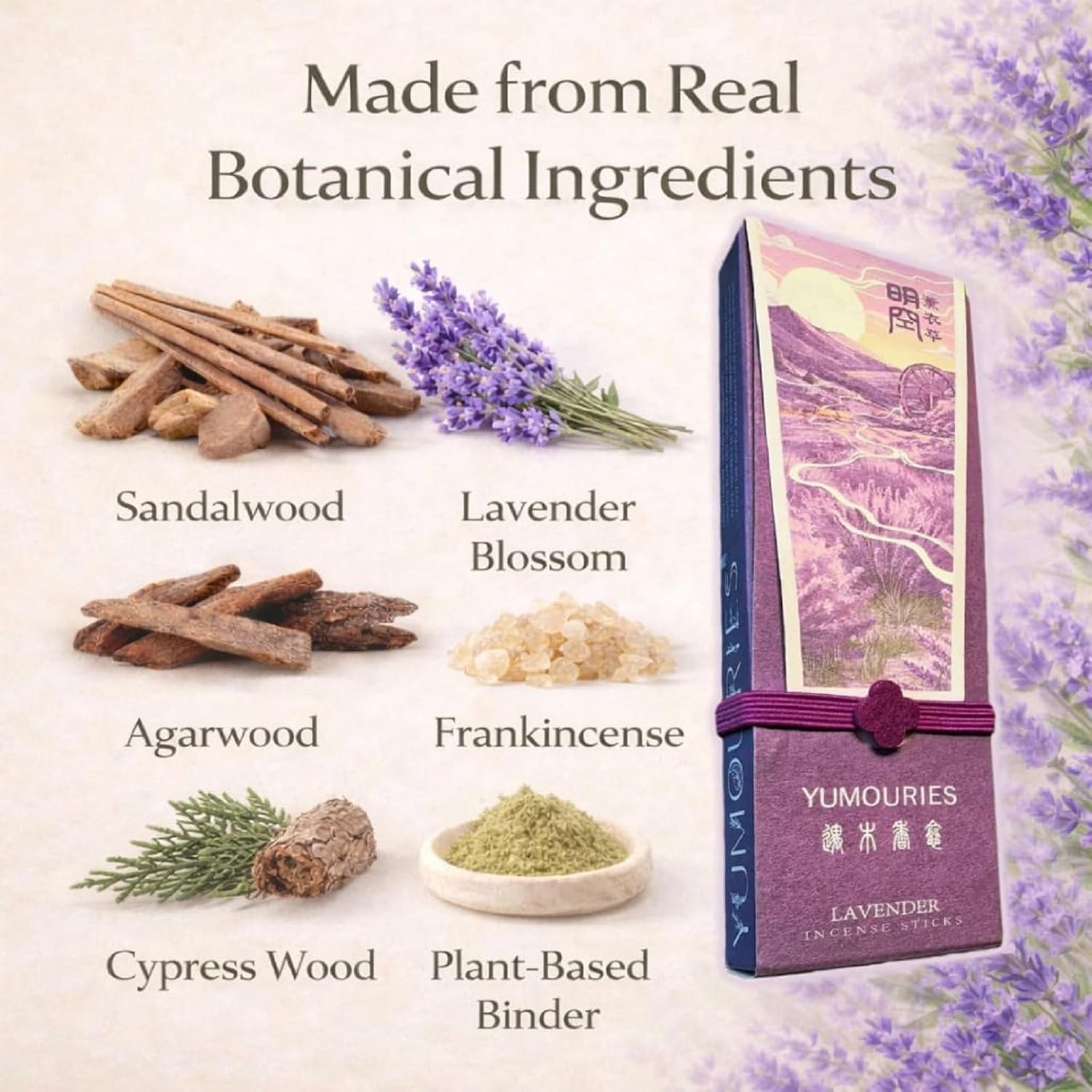 Lavender Incense Sticks 30g · Non-Toxic · Low Smoke for Sleep | Soothing sandalwood, agarwood with frankincense. No bamboo core. 20-min burn. Ideal for meditation & anxiety relief - Image 3