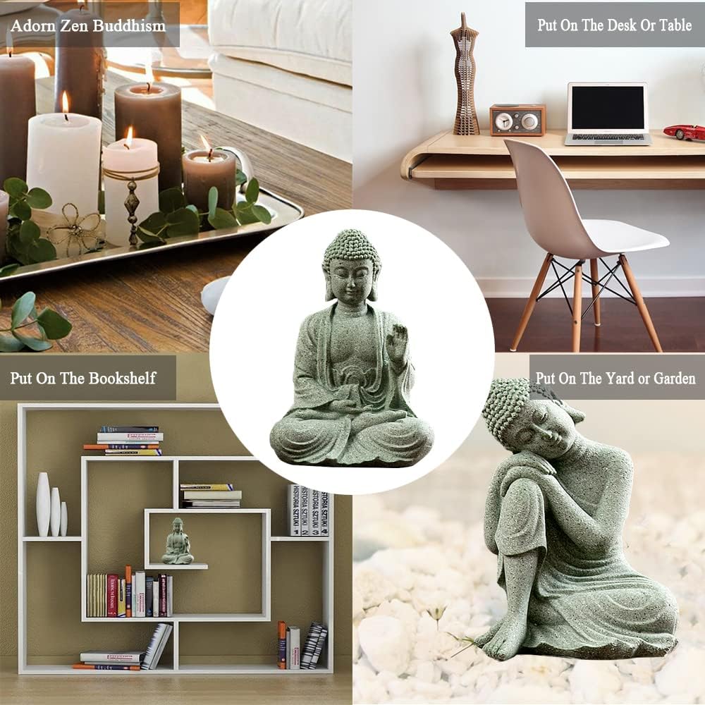 fazhongfa Mini Buddha Statue 4.7 Inch Natural Stone Handmade Buddha Sculptures Creative Zen Garden Aquarium Fish Tank Decorations Home Decor to Friend Family Mom Father as Gift (Meditation) - Image 4