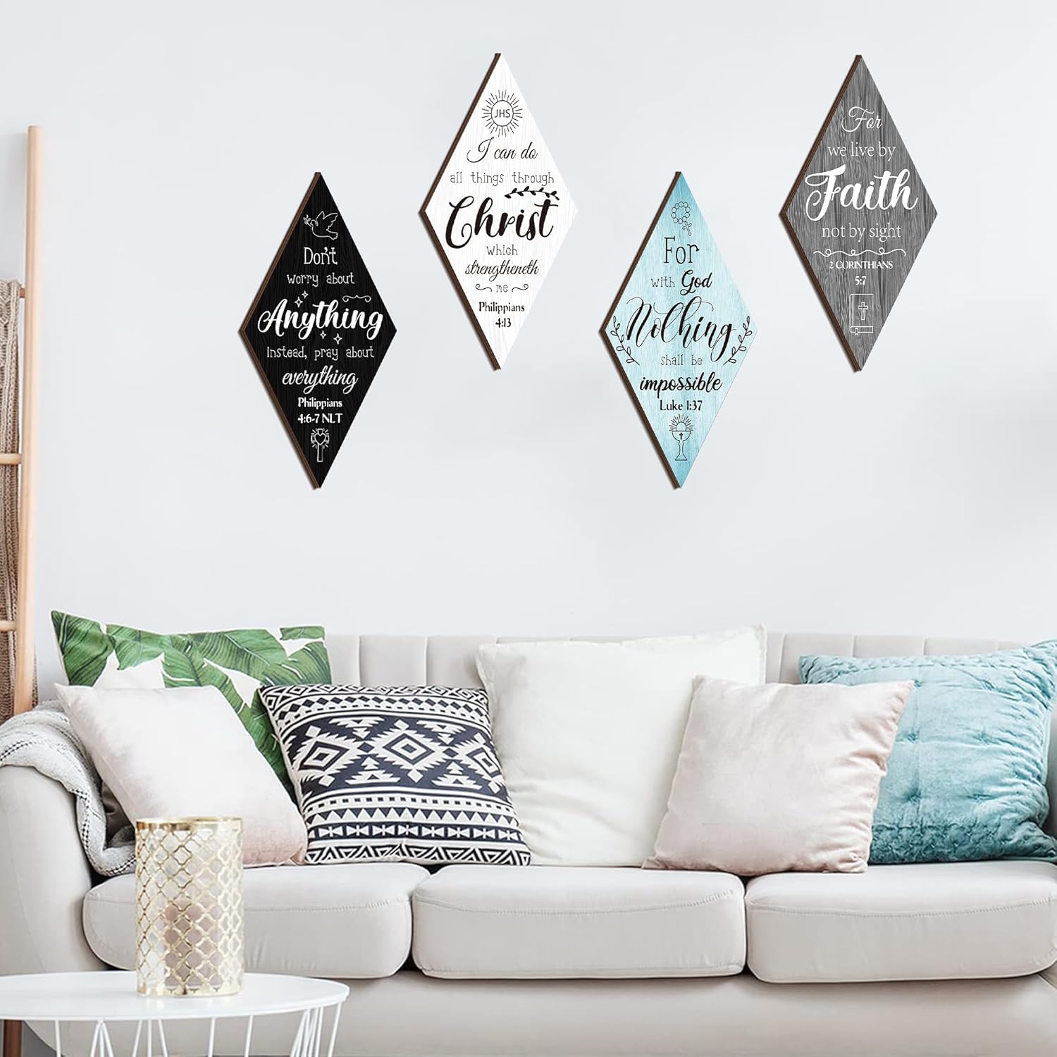 Christian Inspirational Rustic Wall Decor - 4 Pcs Bible Verses Motivational Art Inspiring Wooden Hanging Plaque Quotes Signs for Office Living Room Bedroom - Image 4