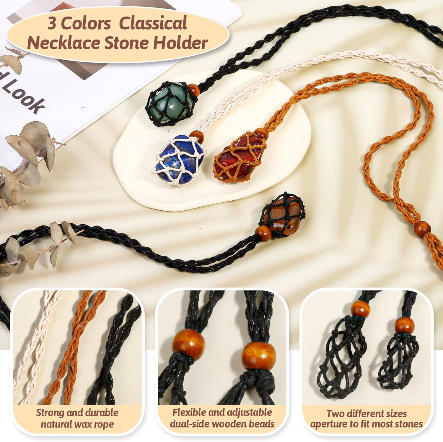 Evatage Crystals Necklace Holders and Healing Stones Set, 6Pcs Adjustable Crystal Cage with 7 Chakra Crystals and Healing Stones for Yoga, Meditation, Jewelry Gift and Home Decor - Image 4