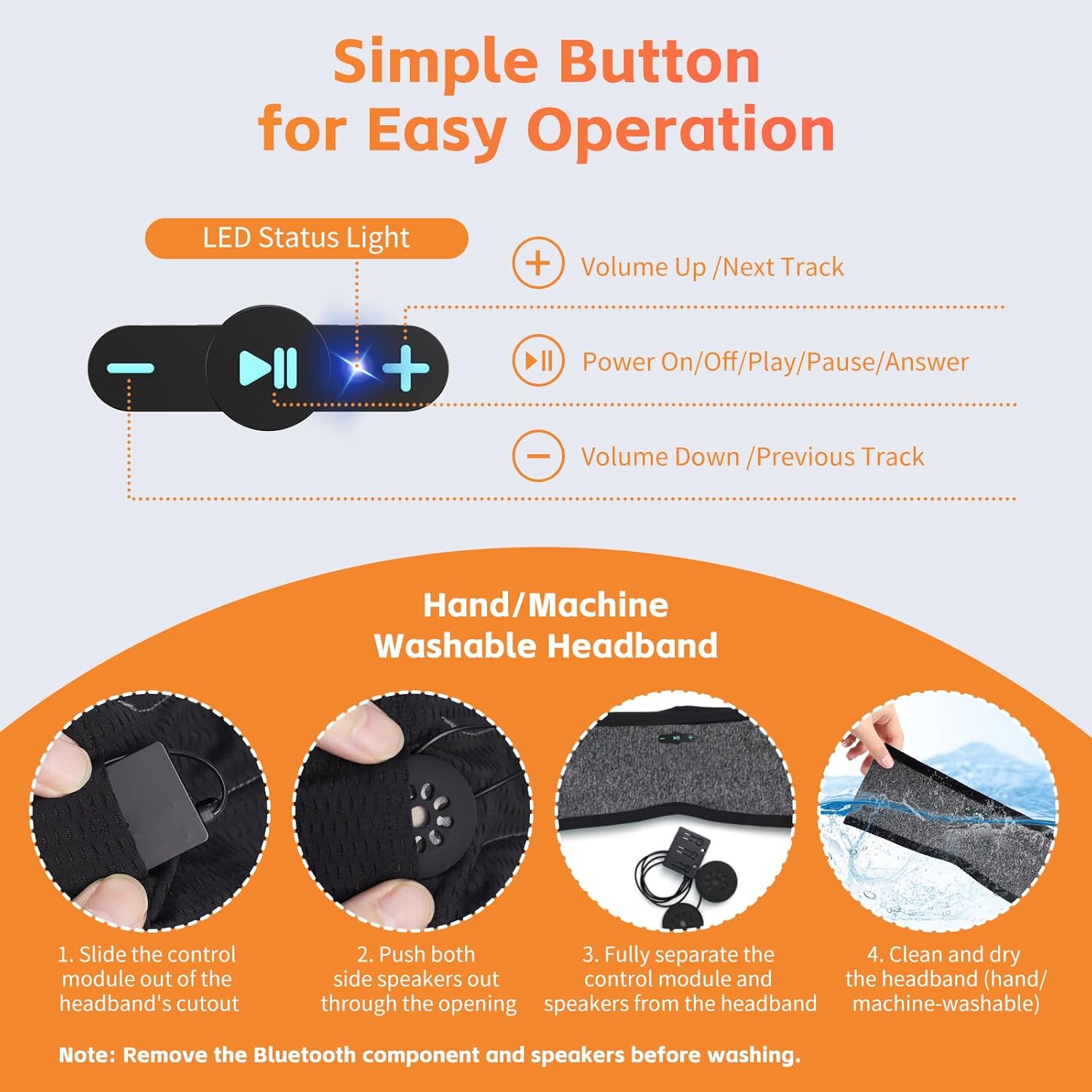 Sleep Headphones Bluetooth 6.0 Headband, 20H Playtime Headband Headphones with HD Stereo Speakers, Sports Wireless Earphones for Side Sleepers Workout Yoga Travel Meditation, Gifts for Women Men - Image 7