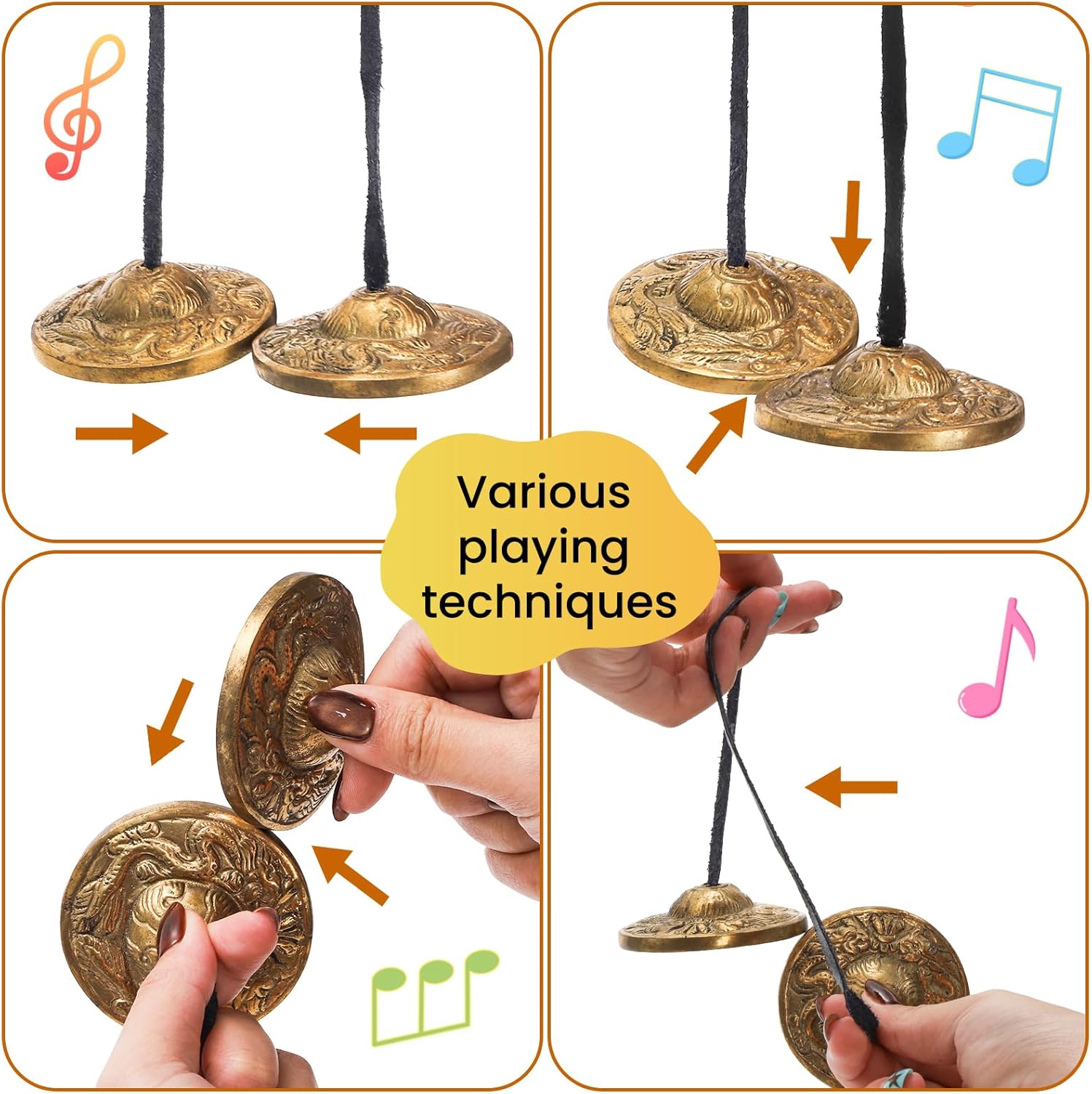Meditation Chime Bells, 6.3 cm Dragon Embossed Tibetan Tingsha Cymbals with Drawstring Cloth Bag, Meditation Brass Bells for Percussion Instrument, Sound Healing, Yoga - Image 4