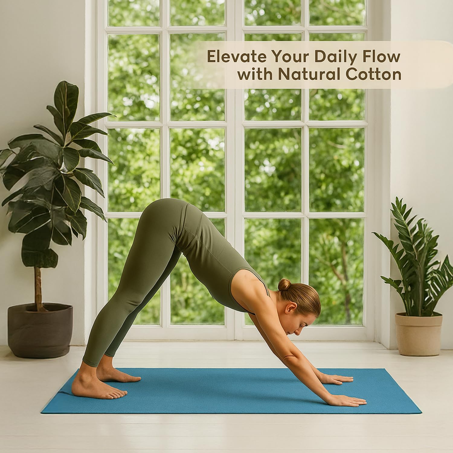 LFH Home Handmade Cotton Yoga Mat Cotton Rug picnic mat For Exercise, Workout, Fitness - Perfect Heavy Quality Eco Friendly Natural Cotton Woven Reversible Yoga Mats for Men & Women - 72x26 Inch. - Image 2