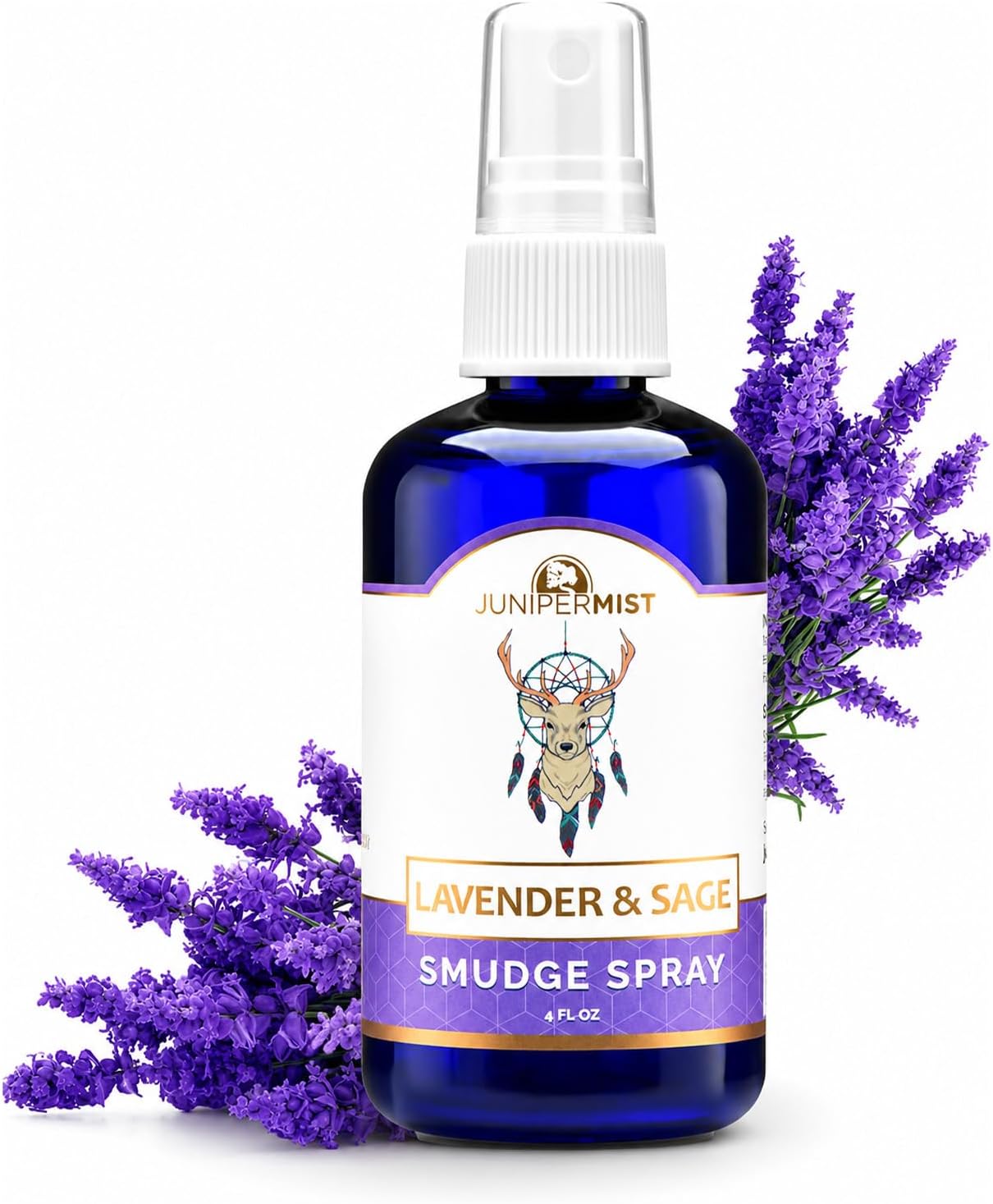 Lavender & Sage Smudge Spray (114ml), Lavender Spray with White Sage Essential Oil, Calm & Cleansing Negative Energy, Spiritual Room Spray, Smokeless Smudge Spray, Yoga Spray UK