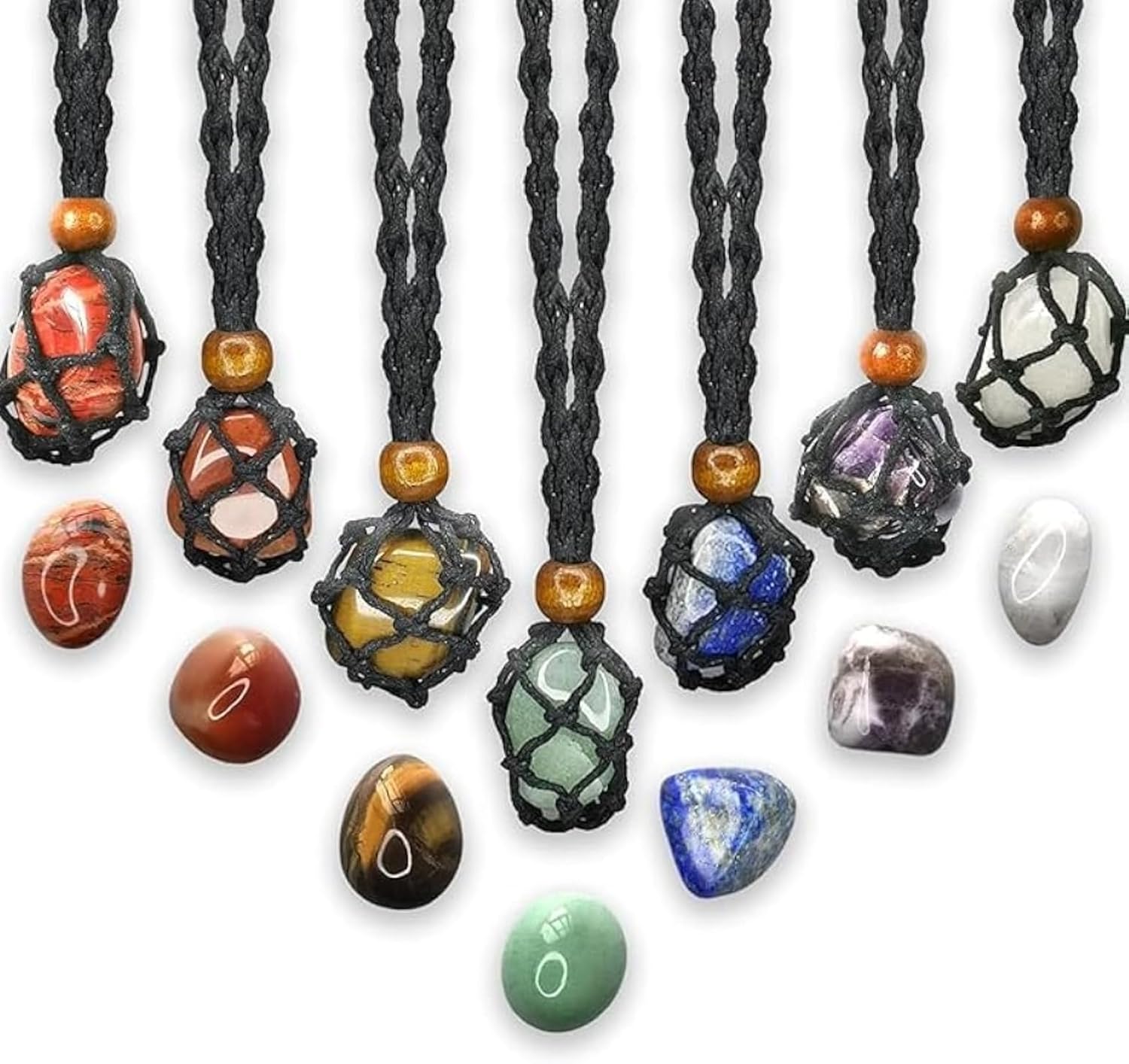 7 PCS Chakra Crystals Natural Stone Necklaces Set Meditation Energy | Chakra necklace , Natural Crystal, Positive Energy, natural crystal necklace
