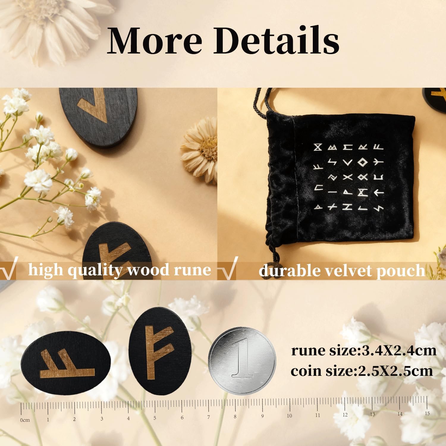 25Pcs Runes Set, Wood Rune Stones with Instruction & Velvet Pouch, Viking Runas for Beginners, Ideal for Witchcraft, Divination, Meditation & Spiritual Practices - Image 6