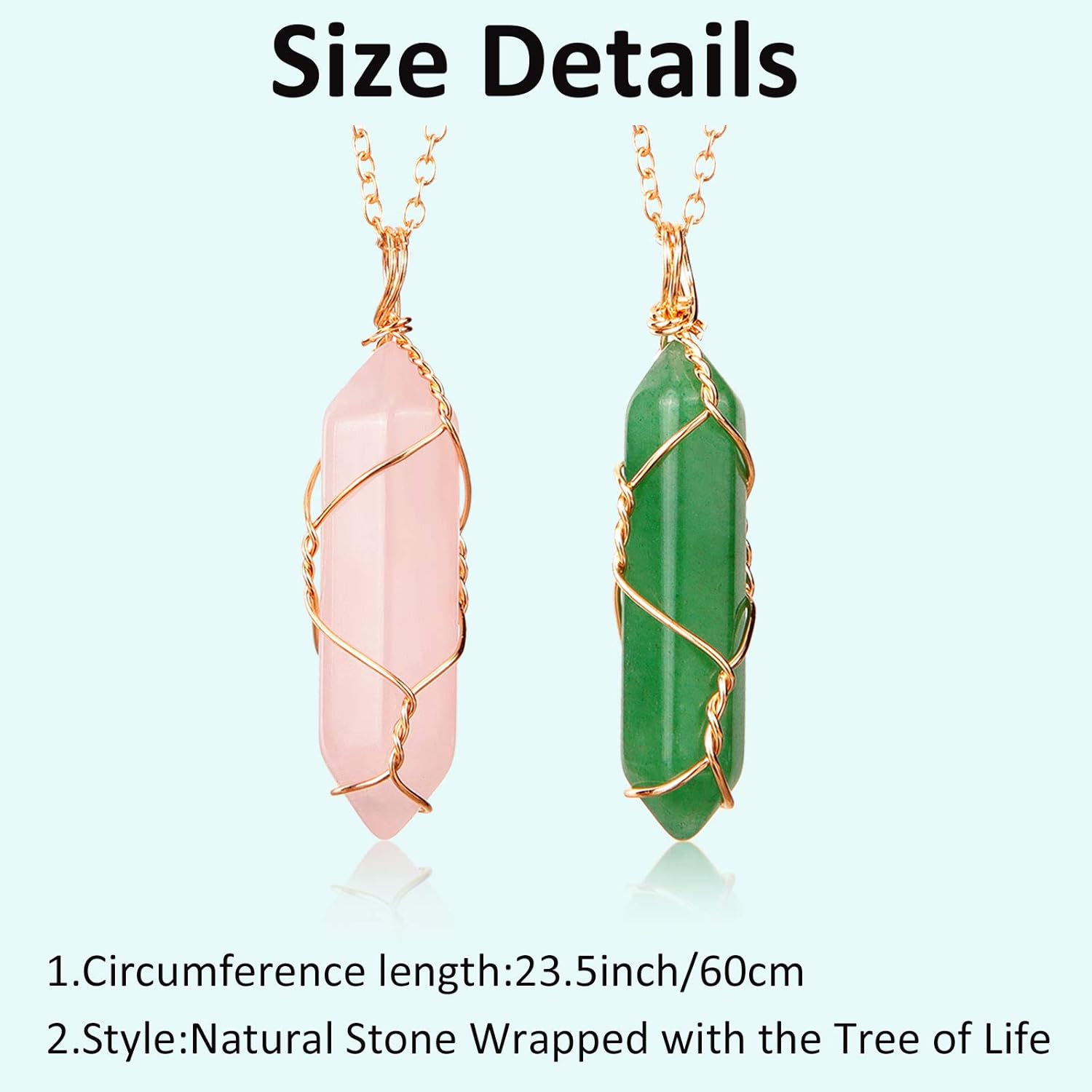 10 Pieces Hexagonal Crystal Pendant Necklace, Natural Quartz Stone Pendant Necklace, Healing Crystal Full Wire Wrap Gemstone Necklace for Women Girls - Image 3