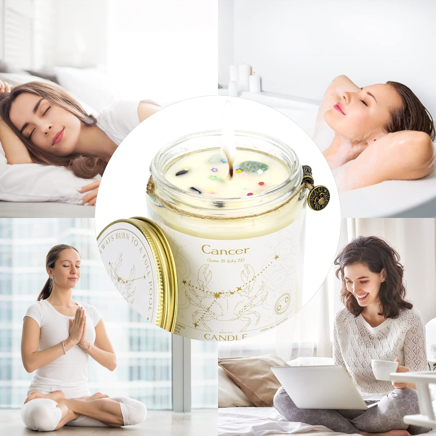 Cancer Candles - Zodiac Sign June-July Birthday Gifts - Scented Crystal Candles - Image 6