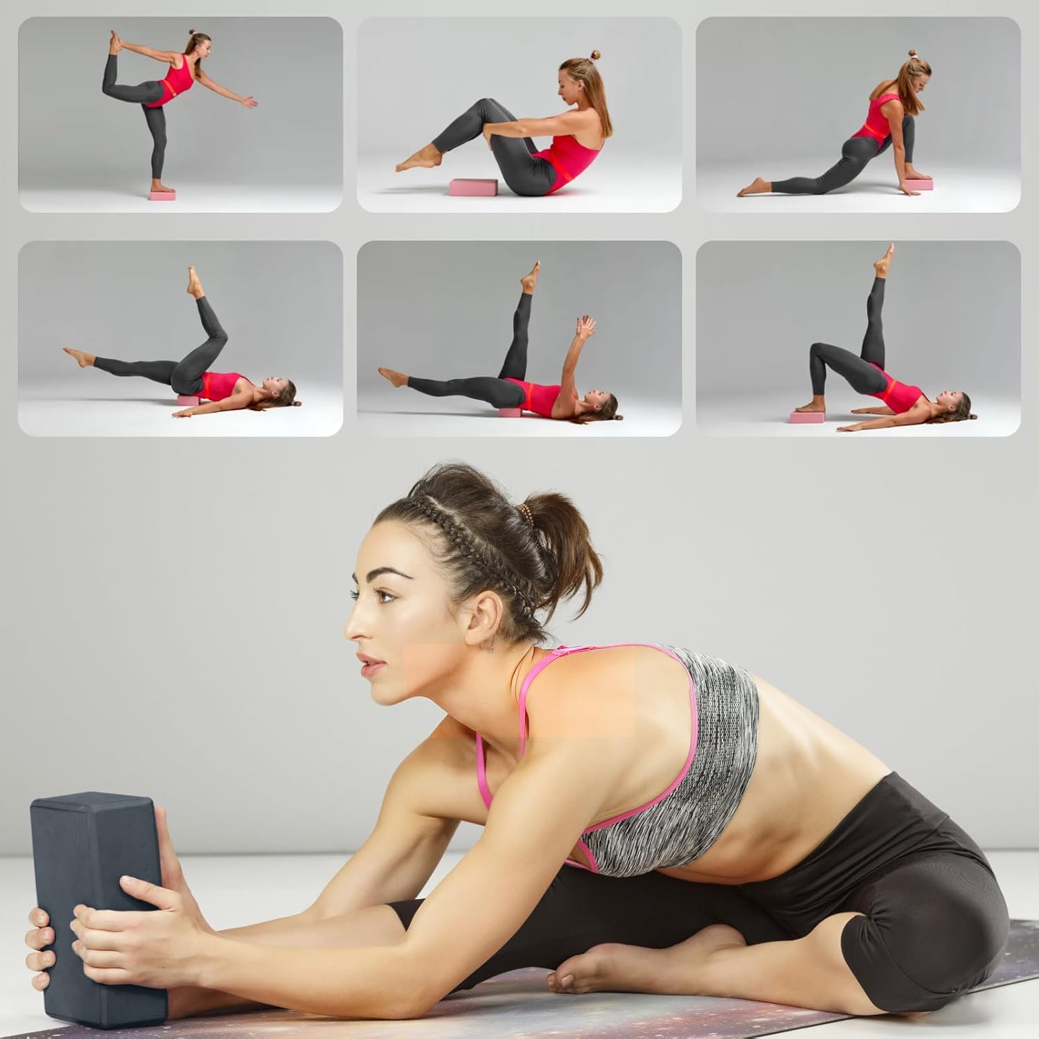 Yoga Blocks 2 Pcs, 9"x6"x3" Yoga Brick Foam Blocks EVA Foam Block Yoga Props Accessories for Yoga Pilates Stretching and Meditation - Image 7