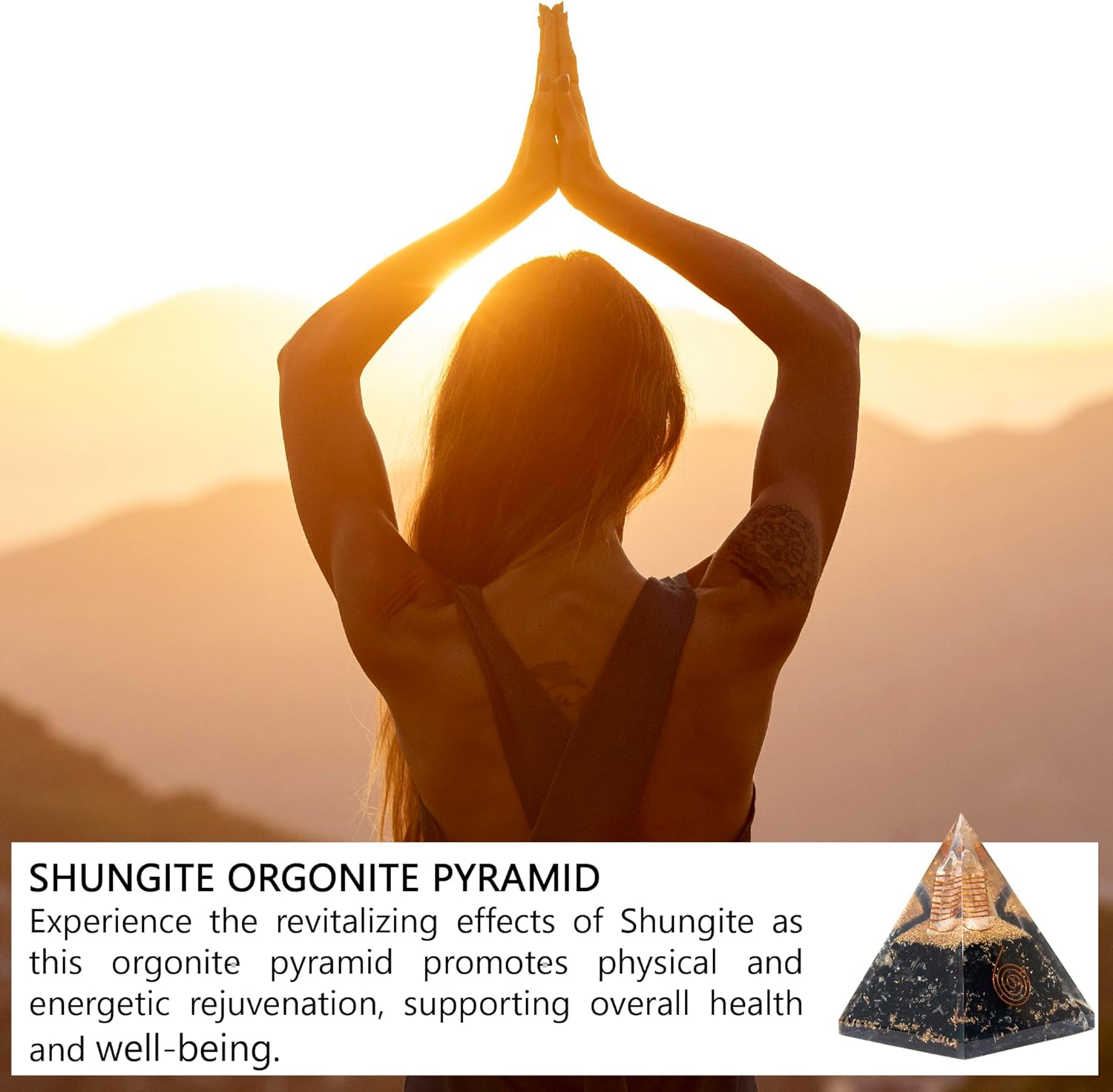 Shungite Orgonite Pyramid for Energy cleansing, Protection, Grounding Energy, Spiritual Healing | Handmade Orgonite pyramids with Copper Coil and Crystal Quartz for Chakra Protection - Image 5