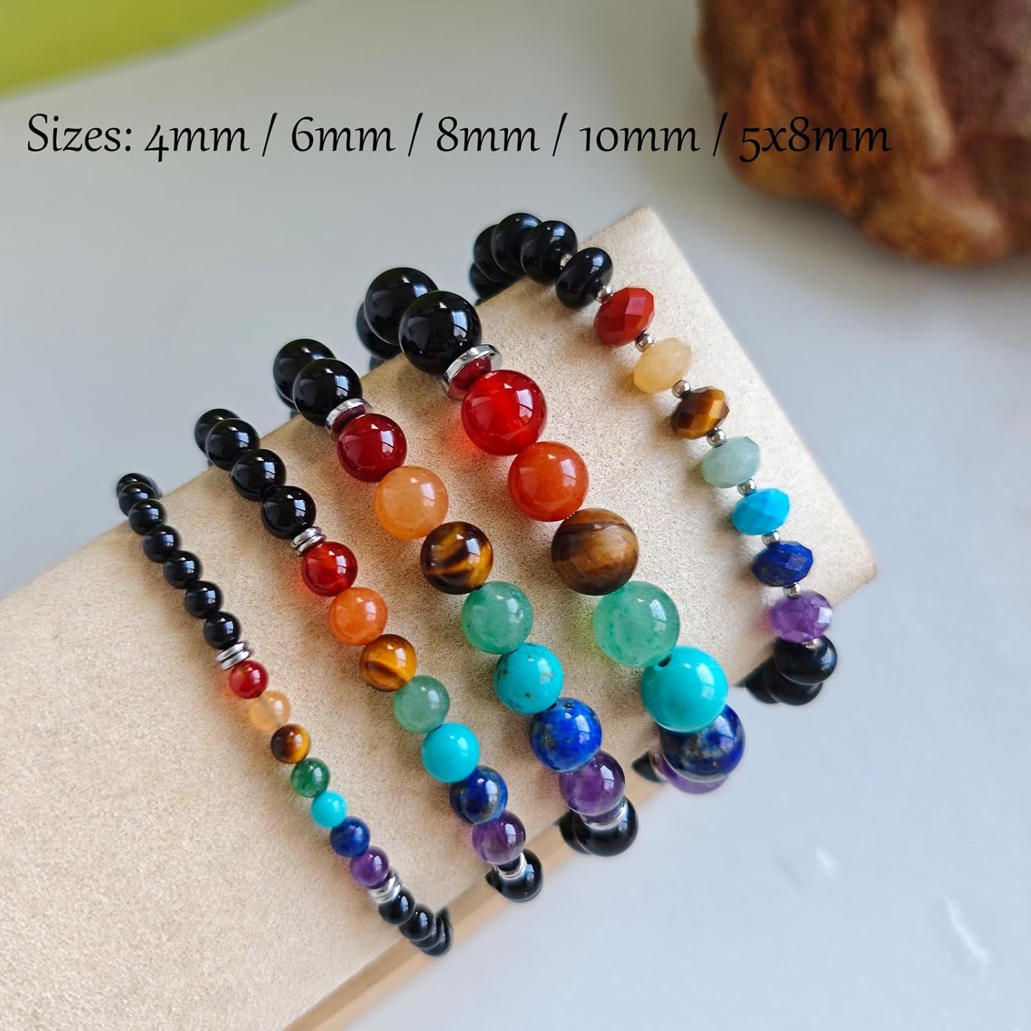 Natural Healing Gemstone Bracelet Handmade Yoga Stretch Elastic Bracelet Stress Relief Crystal Jewelry for Men and Women - Image 3
