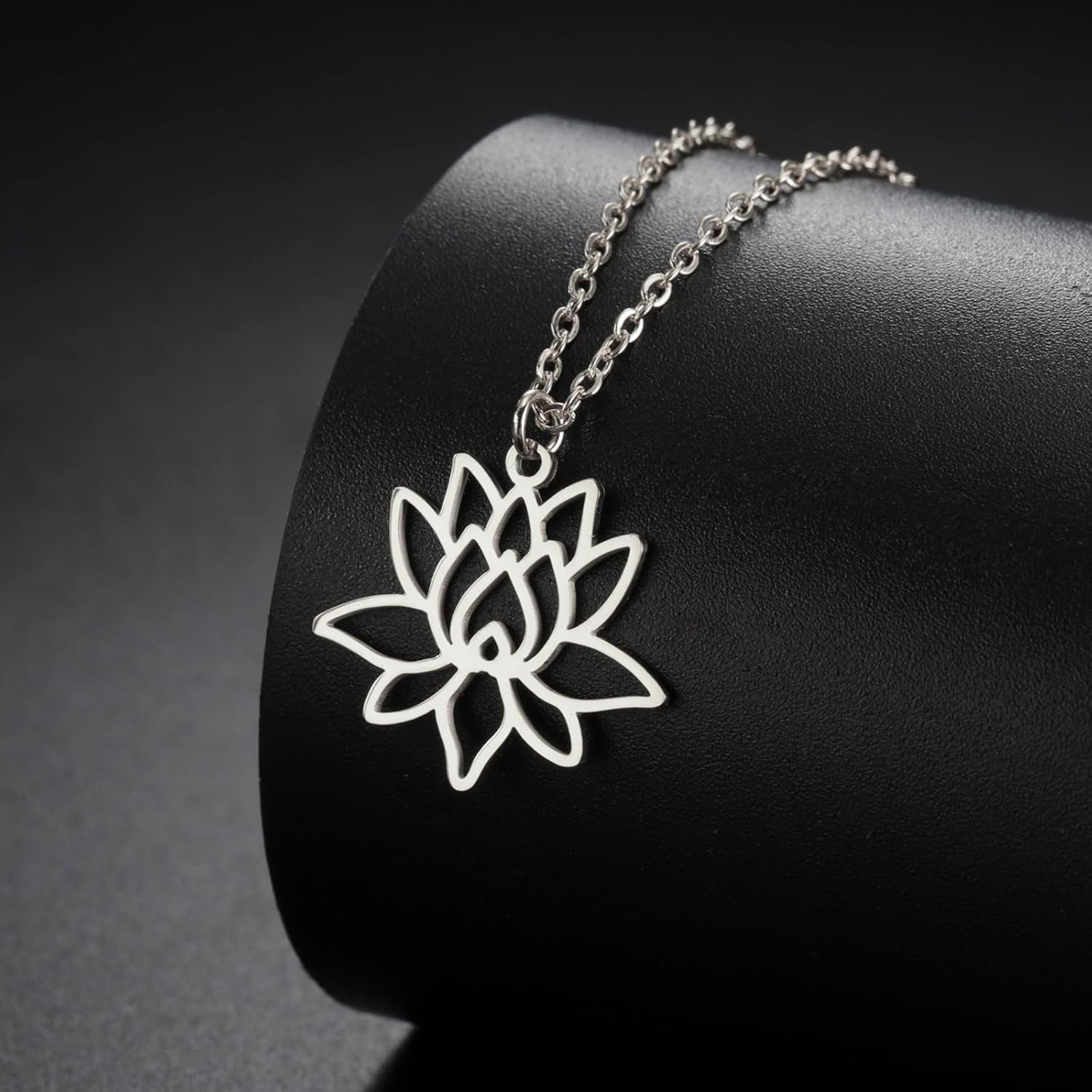 UNIFT Lotus Necklace for Women Stainless Steel Dainty Yoga Symbol Chakra Lotus Flower Pendant Necklace Spiritual Jewelry Inspirational Gifts - Image 3