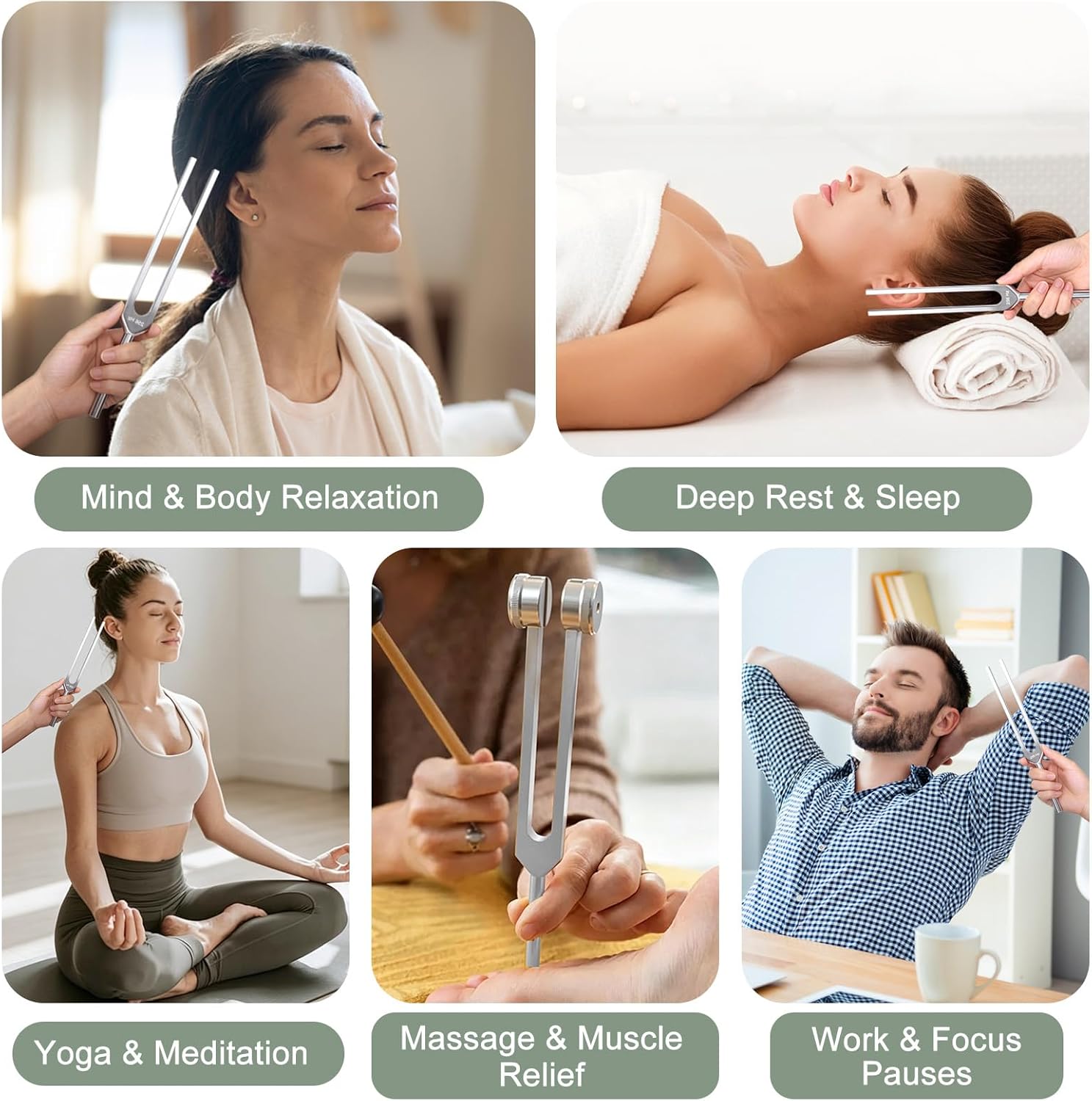 Tuning Forks for Healing Set – 128Hz 136.1Hz 256Hz 384Hz Weighted & Unweighted Resonance Sound Therapy Tuning Fork Set, Healing Instruments for Meditation Yoga Chakra Balance - Image 7