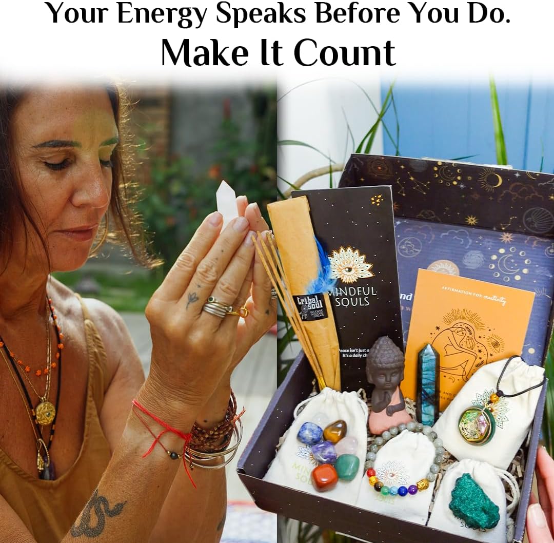 Mindful Souls Spiritual Healing Gift Set – Meditation & Mindfulness Box with Buddha Figurine, Healing Crystals, Mala Beads, Essential Oil & Gemstone Jewelry – Holistic Self-Care & Inner Peace Kit - Image 6