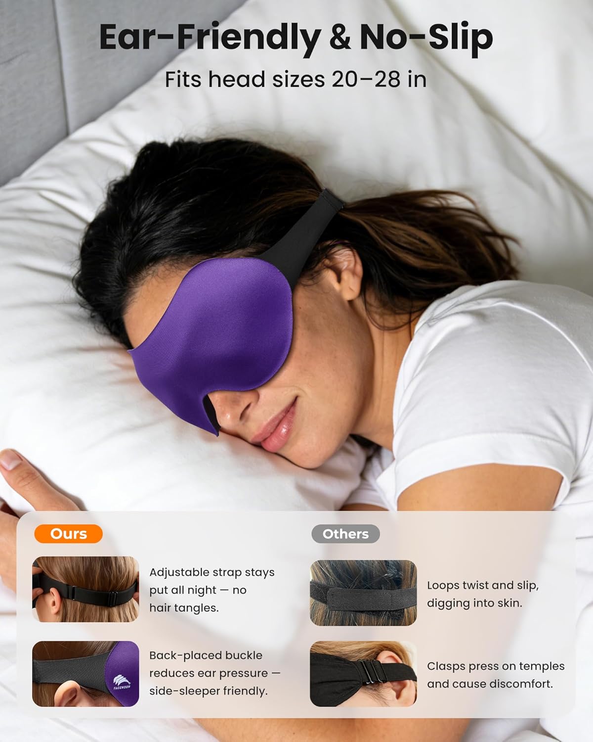 3 Pack Sleep Masks for Side Sleepers, True Blackout 3D Eye Mask for Sleeping, Zero Eye Pressure, Lash-Friendly, Adjustable Soft Eye Cover for Women Men, Travel Night Blindfold - Image 6