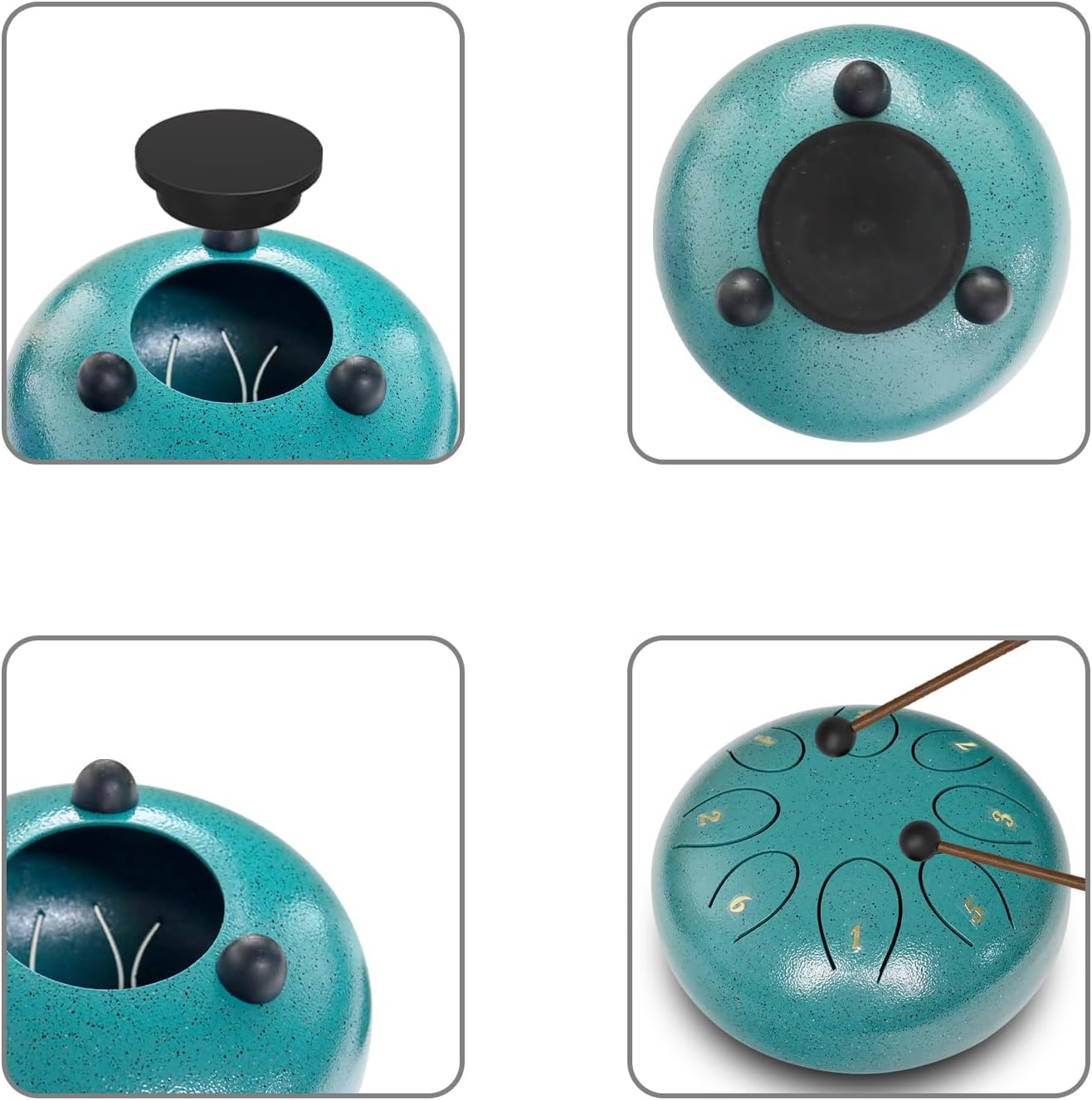 REGIS Steel Tongue Drum 6 Inch 8 Notes, Rain Drum Style Calming Percussion Instrument for Relaxation & Meditation, Musical Gift for Adults & Beginners(malachite) - Image 4