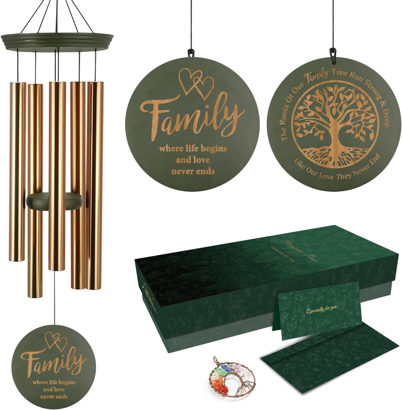 ASTARIN Wind Chimes for Outside, Large Outdoor Windchimes with Engraved Tree of Life, Premium Tuned Metal Chimes for Mother/Grandma, Home & Garden Decor with Soothing Tone