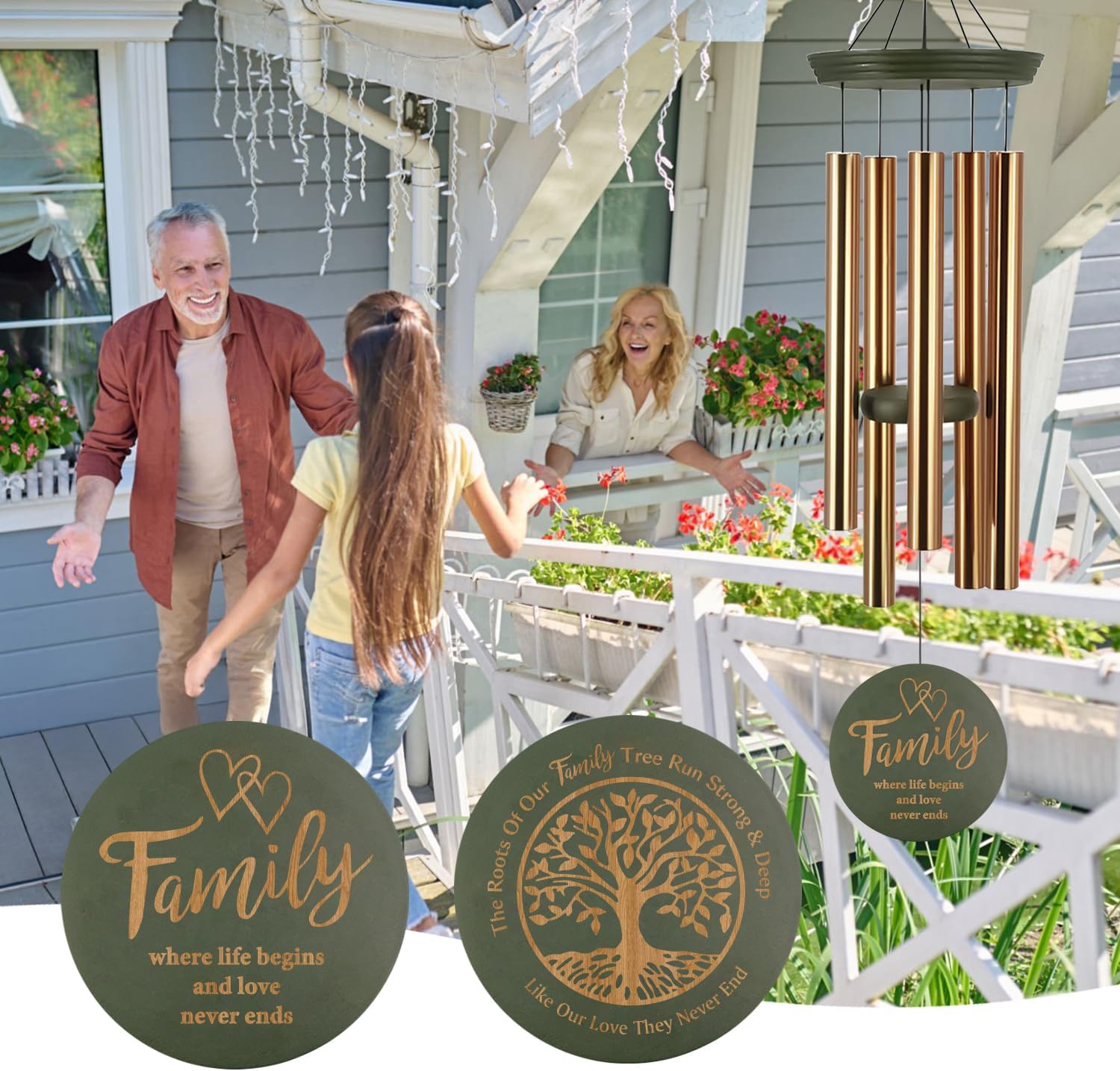 ASTARIN Wind Chimes for Outside, Large Outdoor Windchimes with Engraved Tree of Life, Premium Tuned Metal Chimes for Mother/Grandma, Home & Garden Decor with Soothing Tone - Image 3