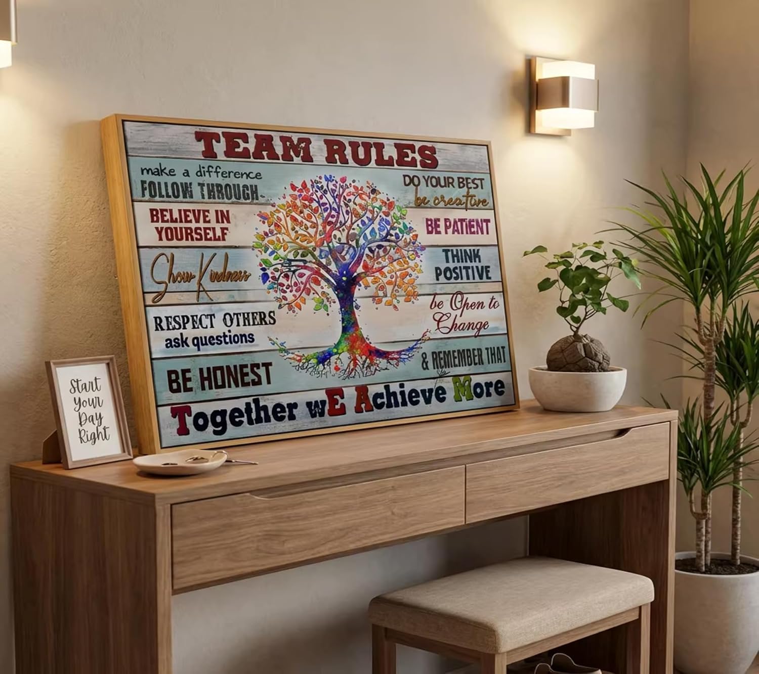Floating Framed Office Inspirational Canvas Wall Art, Team Rules Painting Picture Wall Decor, Motivation Positive Quotes Poster Print Artwork for Company, Studio, Office 8x10in - Image 6