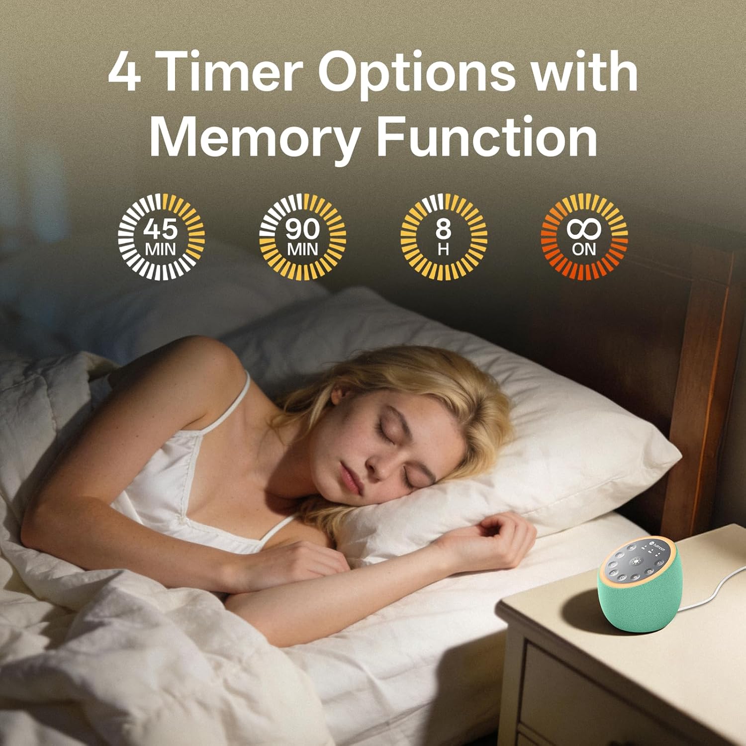 Hotmoon Sound Machine for Sleep, Cocoon 2 White Noise Sound Machine with 40 Relaxing Sounds, Dual-Speaker & Timer, 8 Night Light, Pink Brown Green Noise for Sleeping Adults, Office Privacy, Plug-in - Image 5