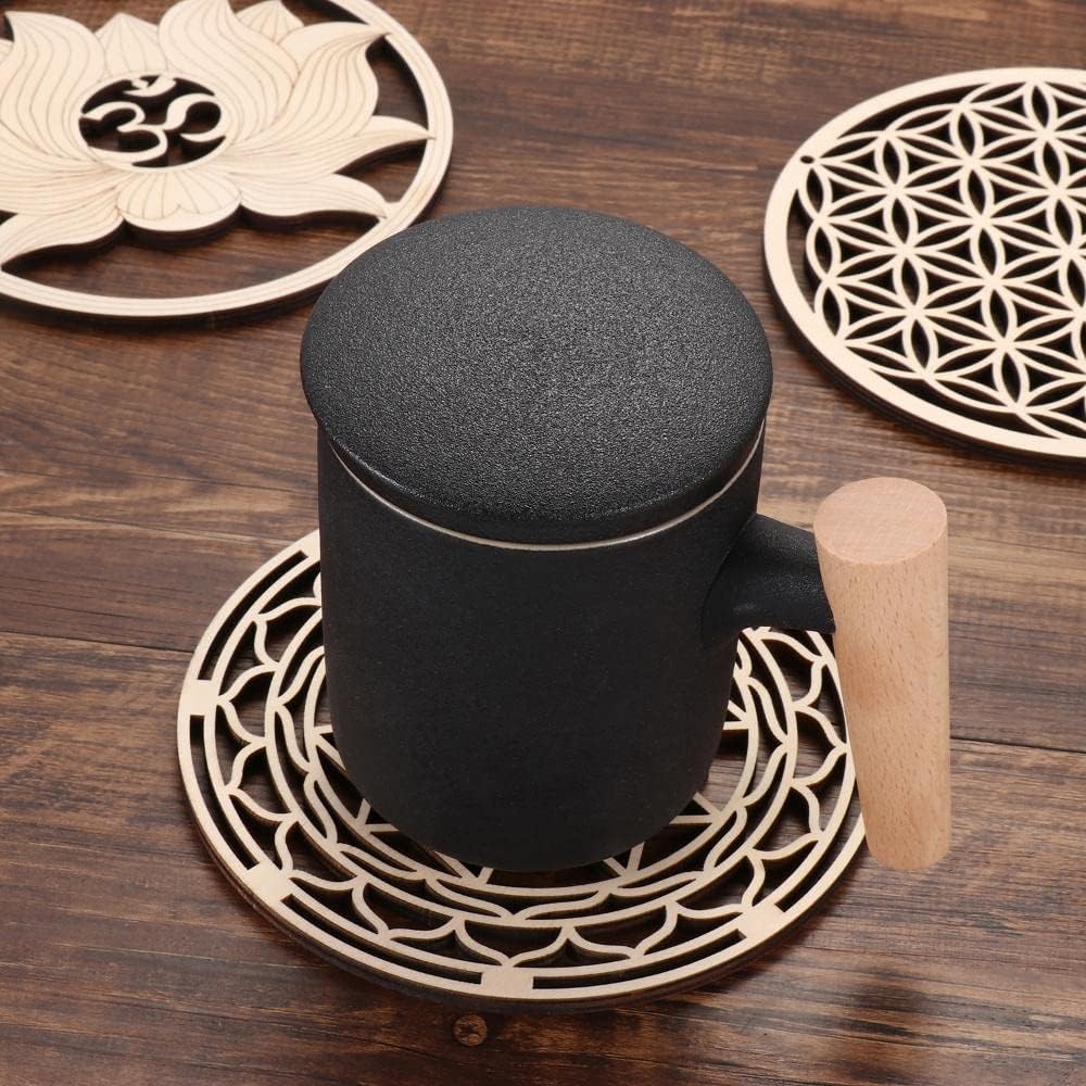HomeSoGood 3Pcs Crystal Grid Board Sacred Geometry Wall Art Set Metatron Cube, Home Decor Handmade Coasters Craft Making Ornament - Image 2