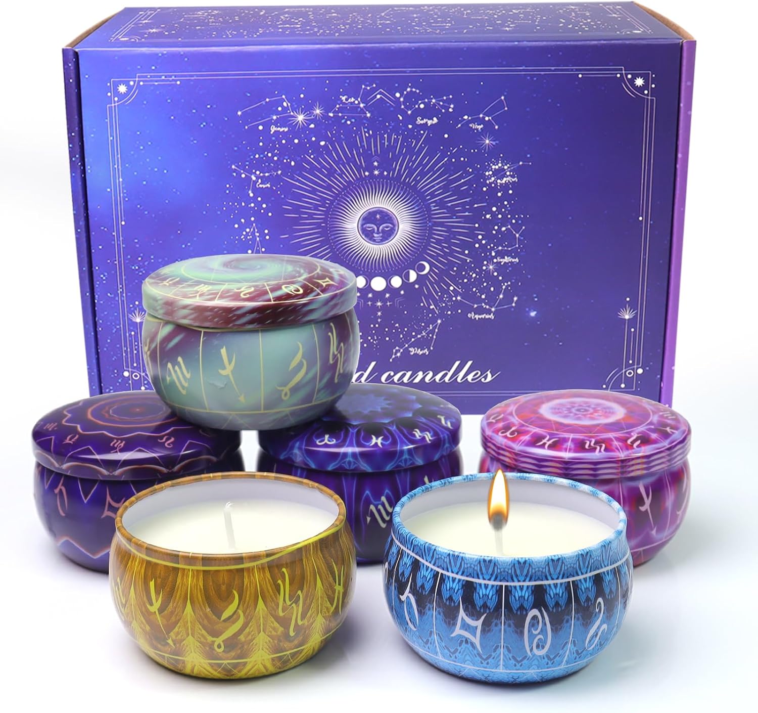Zodiac Scented Candles Gifts Set, 12 Pack Soy Wax Travel Aromatherapy Candles with Essential Oils, Astrology Constellation Candle Set for Birthday, Mother's Day, Relaxation, Home Decor - Image 5