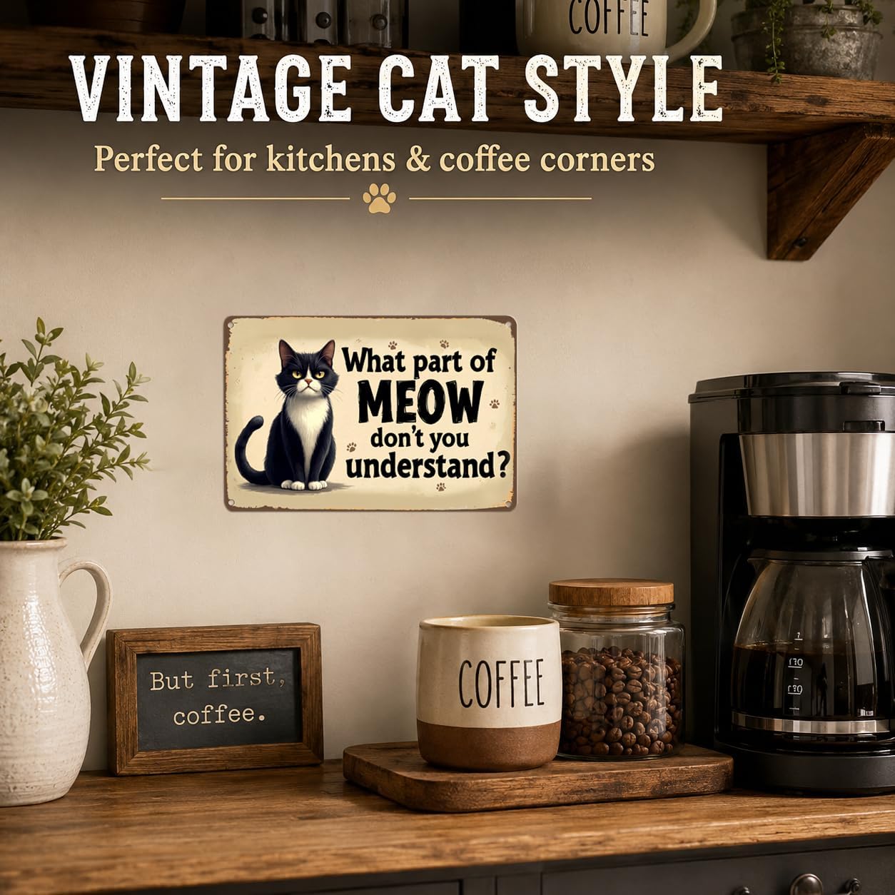 Funny Cat Metal Sign, What Part of Meow Don’t You Understand Cat Wall Decor, Cute Cat Lover Gift, Vintage Cat Tin Sign for Home Office Pet Room - Image 8