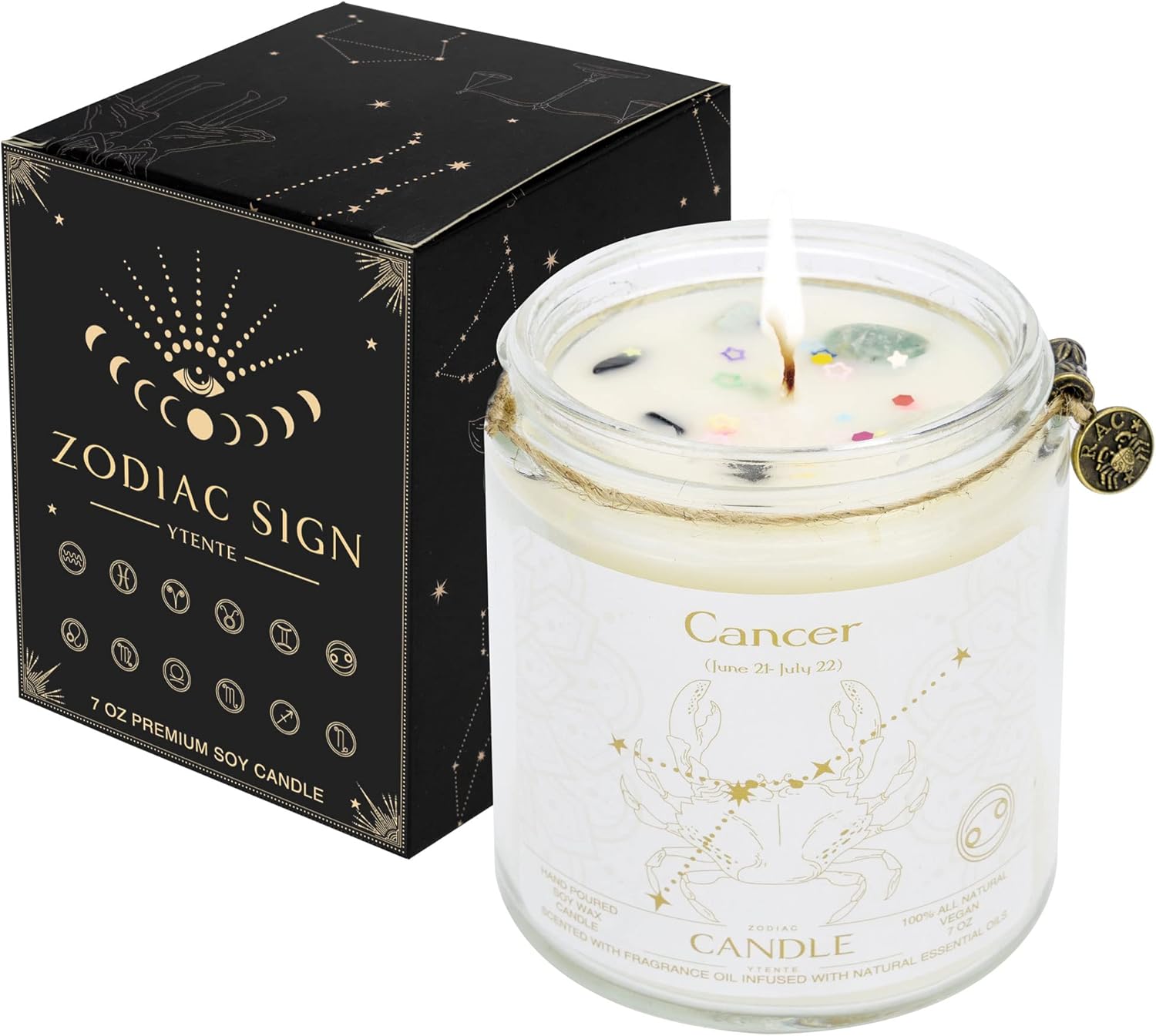 Cancer Candles - Zodiac Sign June-July Birthday Gifts - Scented Crystal Candles