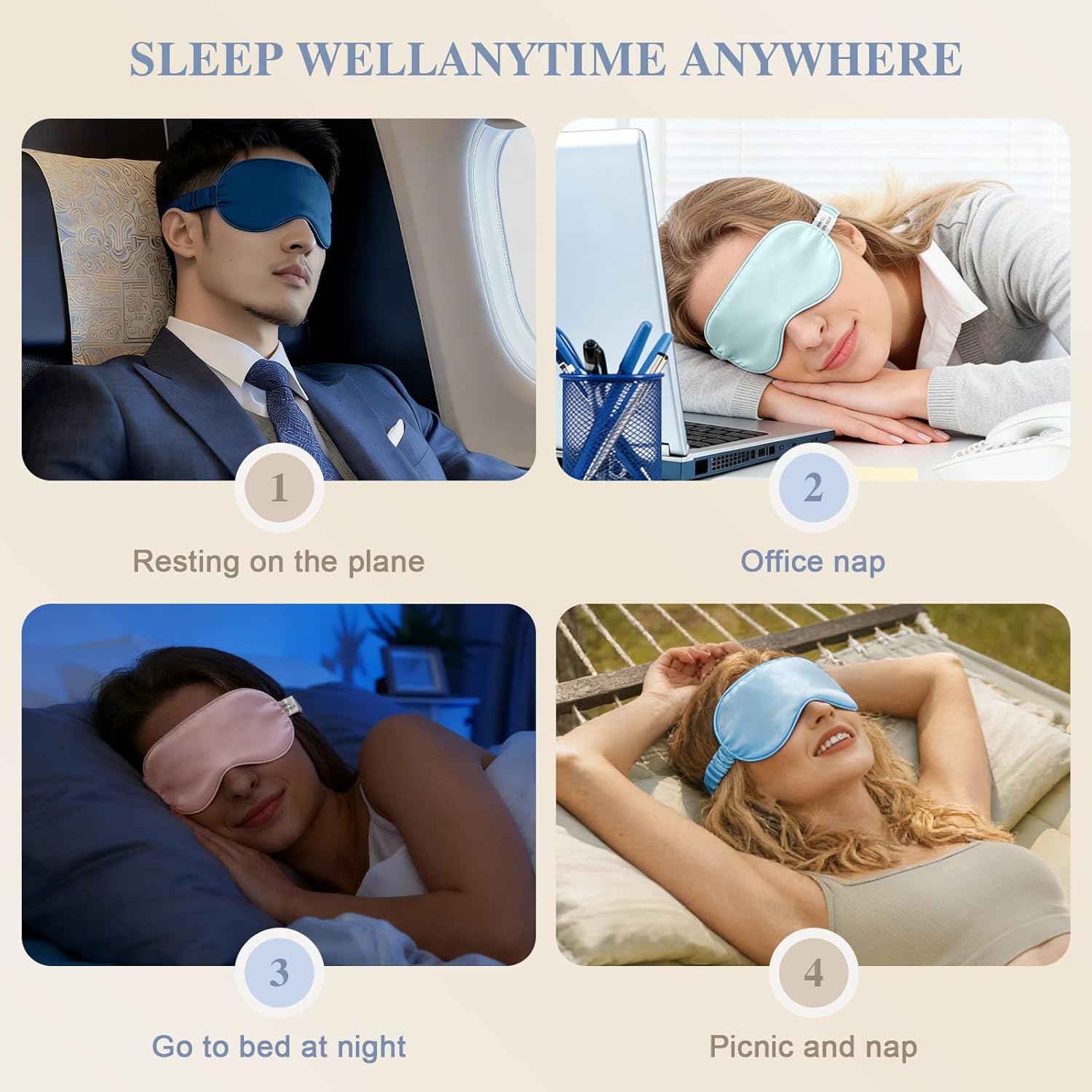Silk Sleep Mask,Eye Mask for Sleep Women Men,Mulberry Sleeping Mask with Adjustable Strap,Blindfold Blackout Eye Mask for Travel and Full Night's Sleep,Nap - Image 7