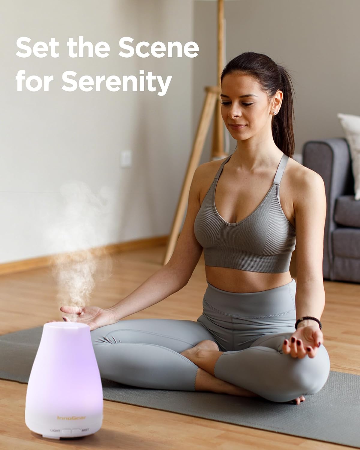 InnoGear Essential Oil Diffuser, Ultrasonic Diffusers for Home Aromatherapy Humidifier for Bedroom Room 7 Colors LED 2 Mist Mode Auto Off, Basic White - Image 7