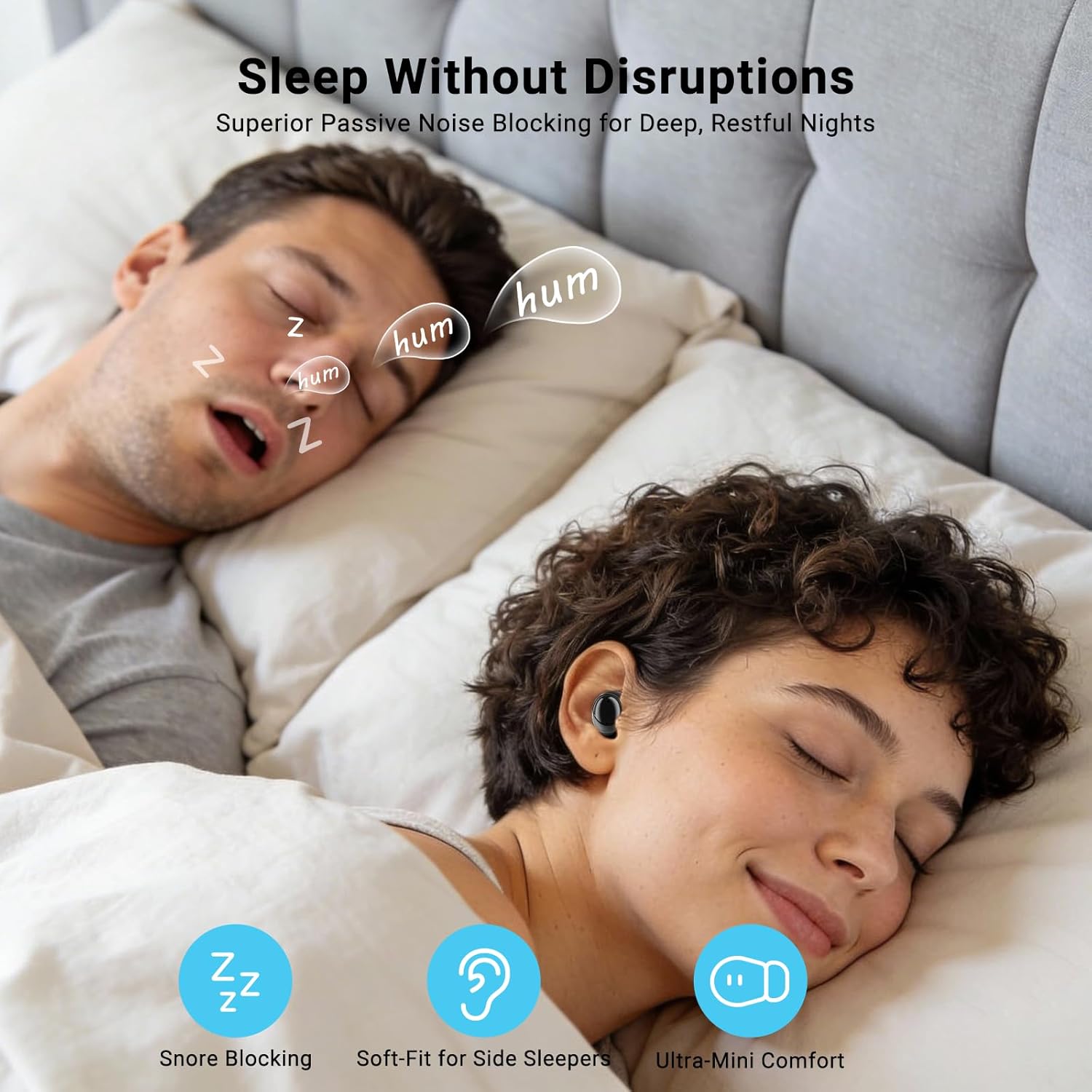 T33 Sleep Earbuds, Bluetooth 6.0 Noise Cancelling Sleep Headphones for Side Sleepers, ANC Up to 98%, Sleep Mode, 48H Playtime, Small Earbuds Comfort Fit for Sleeping, Travel, Work, Glossy Black - Image 2