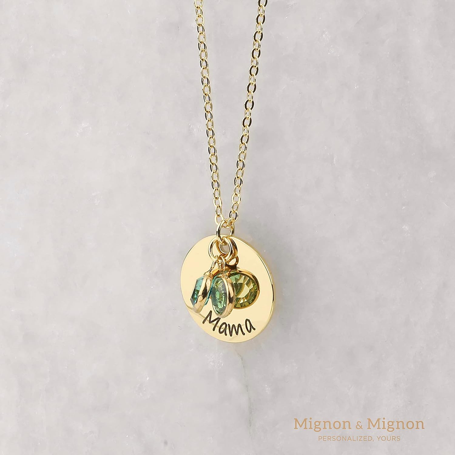 MignonandMignon Birthstone Disc Necklace Personalized Gift for Her Birthstone Amethyst Raw Stone Gift for Grandma - Image 5