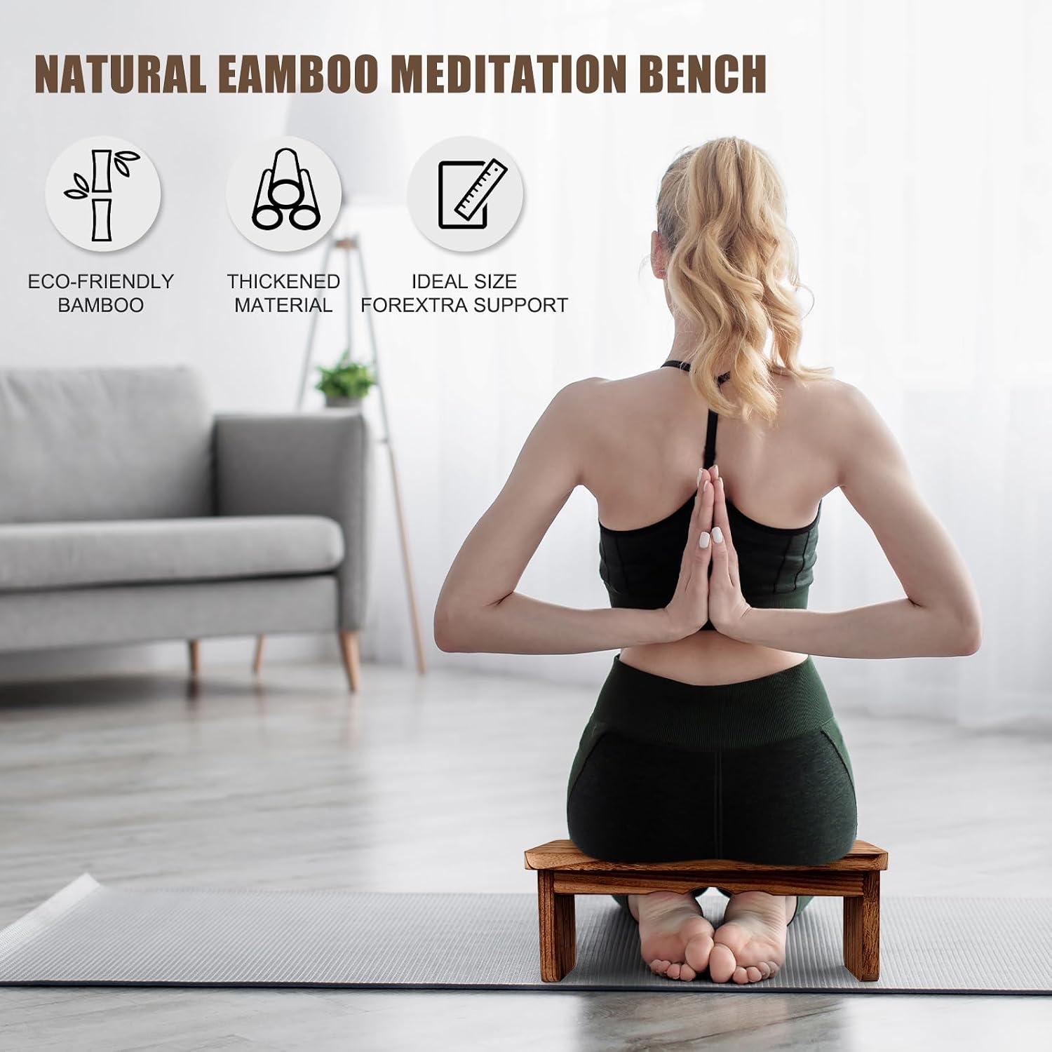 Folding Yoga Meditation Bench - Yoga Kneeling Bench for Adult, Wooden Zen Meditation Stool Kneeling Bench for Yoga Practice (Dark Brown) - Image 7