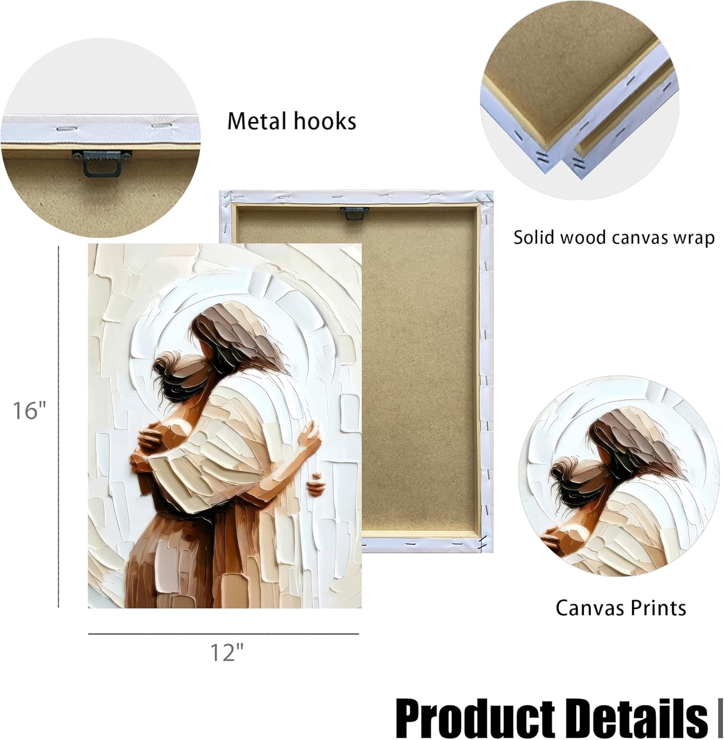 Palette Dreams Jesus Embracing Woman Canvas Wall Art, Woman Lying Safely In The Arms Of Jesus Wall Decor, Christian Wall Art Home Decor for Bedroom Church Prayer Room 12 x 16 Inch - Image 6