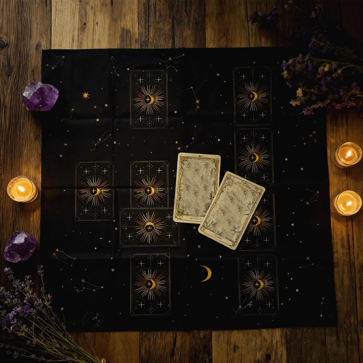29.5X29.5in Altar Cloth Star Printed Tarot Cloth Black Mystical Tarot Tablecloth for Reading,Divination Magic Spiritual Rituals - Image 4