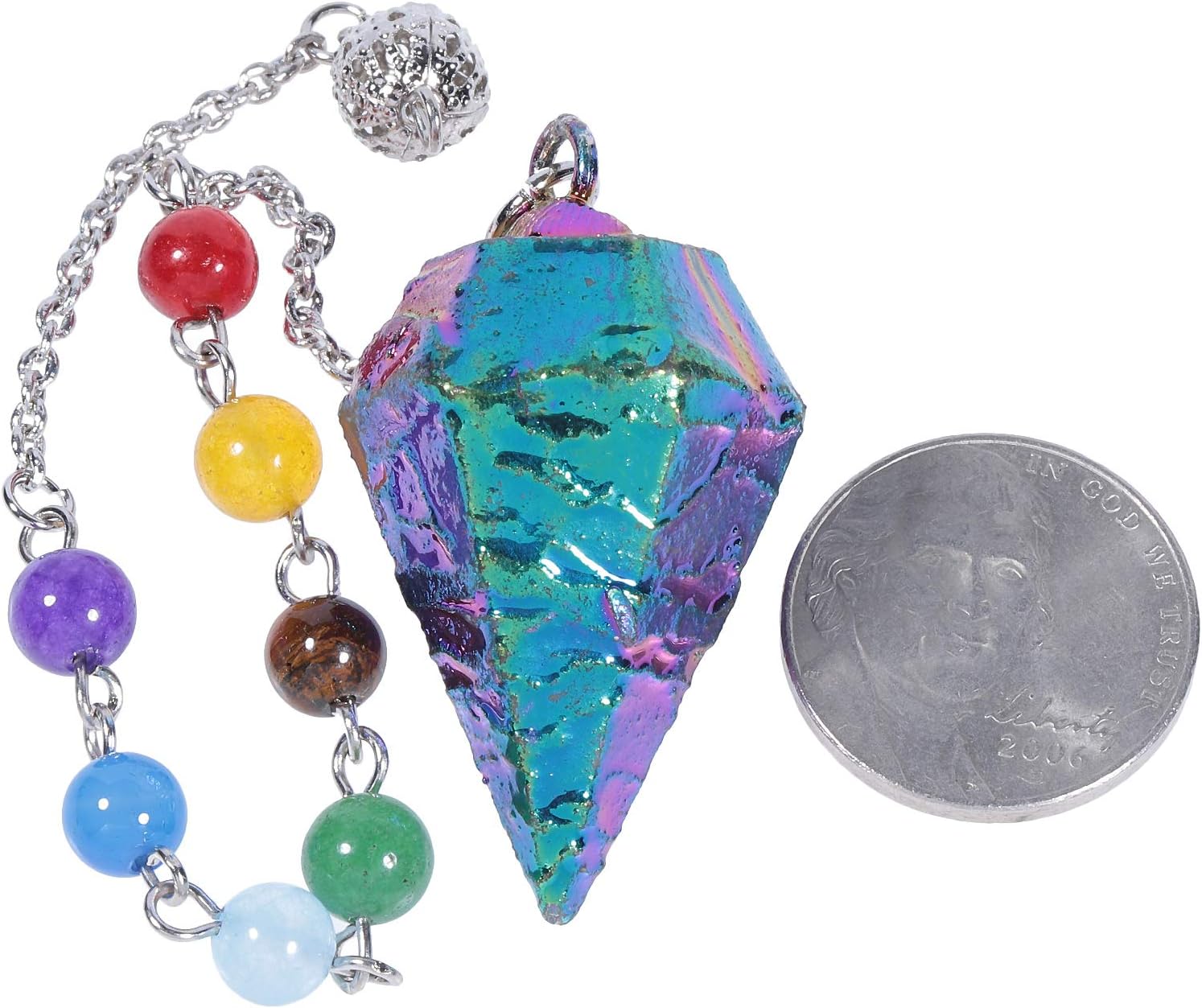 TUMBEELLUWA Healing Crystal Quartz 7 Chakra Pendulum Dowsing | Reiki Healing, Chakra Alignment Dowsing Tool, Crystal Pendulum for Scrying Spiritual Practices, Wicca Supplies - Image 3
