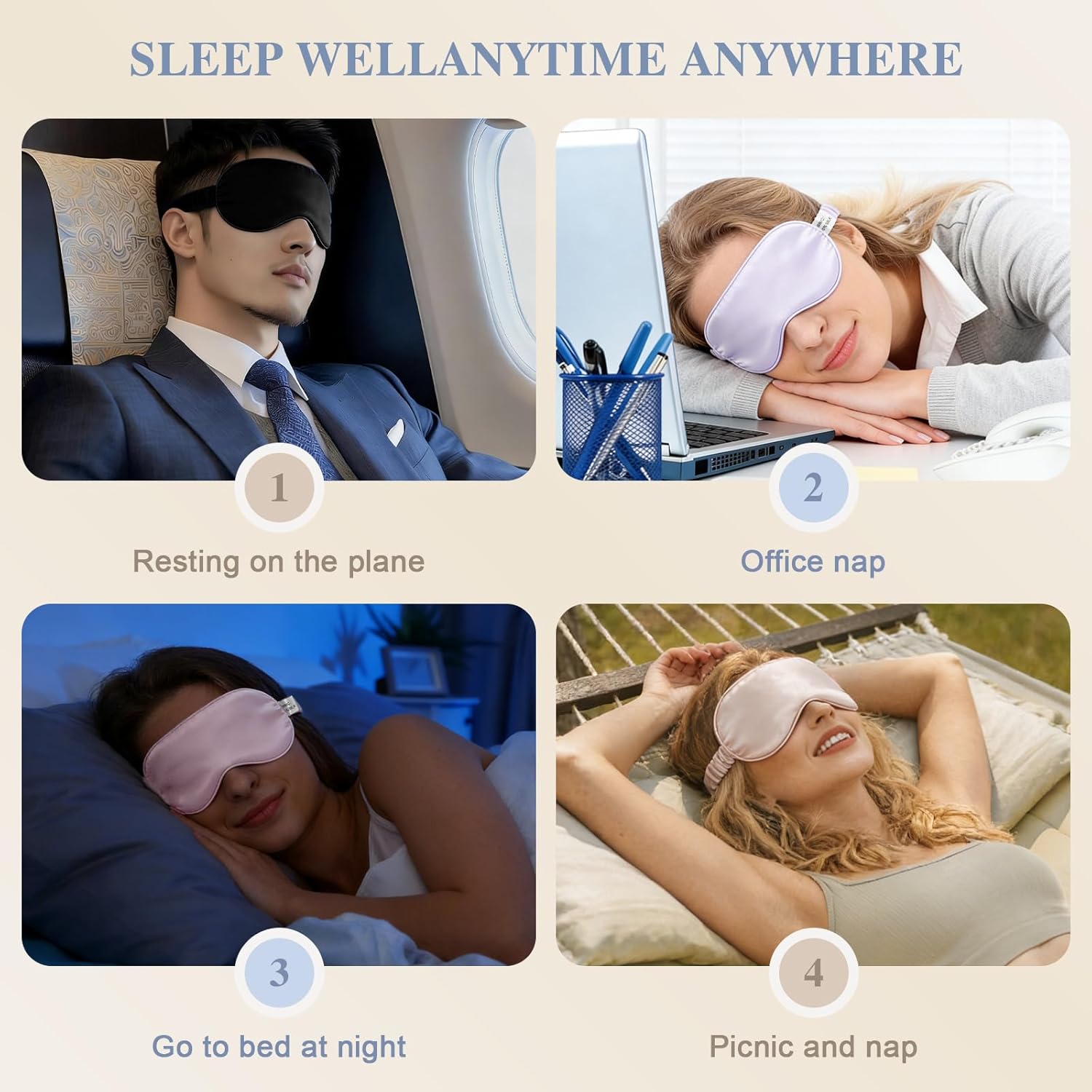 Silk Sleep Mask,Eye Mask for Sleep Women Men,Mulberry Sleeping Mask with Adjustable Strap,Blindfold Blackout Eye Mask for Travel and Full Night's Sleep,Nap - Image 7