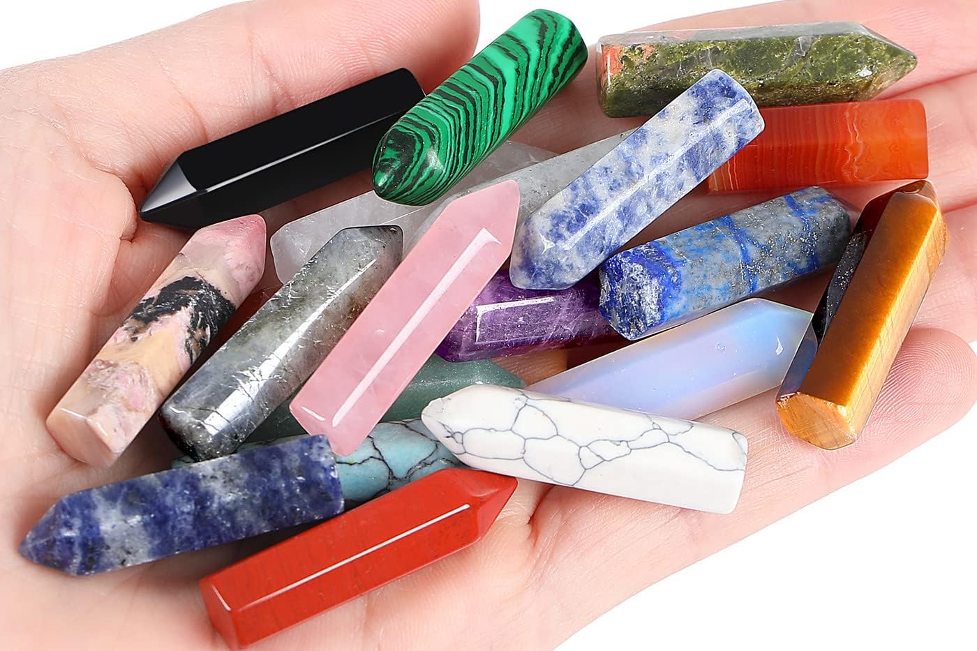 QINJIEJIE 20 PCS Healing Crystals Stones Sets Wands Bulk Natural Pocket Amethyst Crystal Rose Quartz Assorted Pointed Reiki Gemstones Polished Energy Meditation Chakra Mother's Day Gifts for Women - Image 6