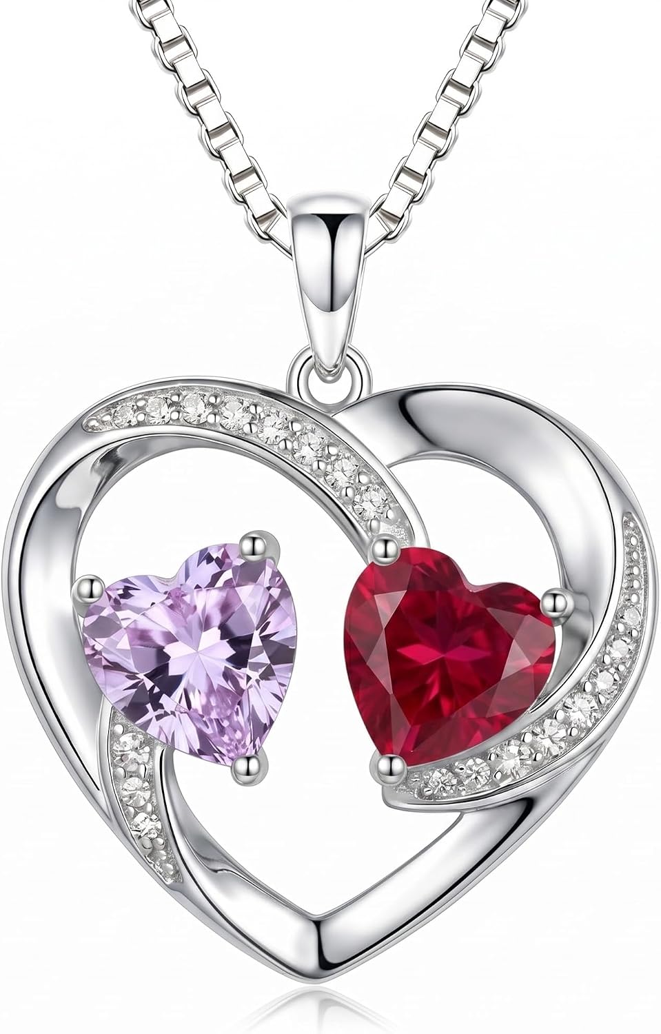 CRMAD Birthstone Necklace for Women Heart Pendant Jewelry Anniversary Birthday Gifts for Women Wife Mom Lady Daughter