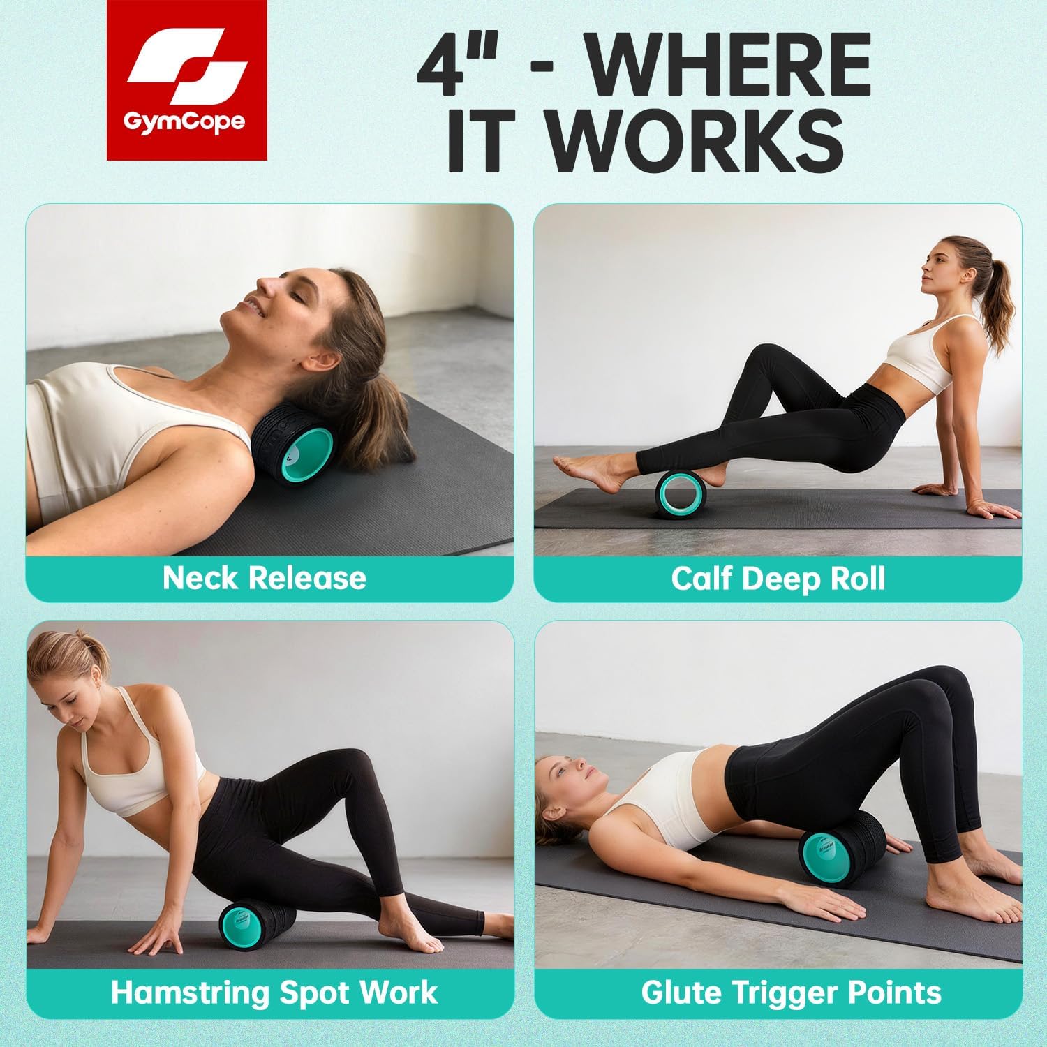 GymCope Back Wheel Foam Roller – Targeted Back & Neck Relief, Lumbar Spine Stretcher, Spinal Decompression Stretcher, Massage Roller with Density Foam for Physical Therapy, Supports 500lbs - Image 4