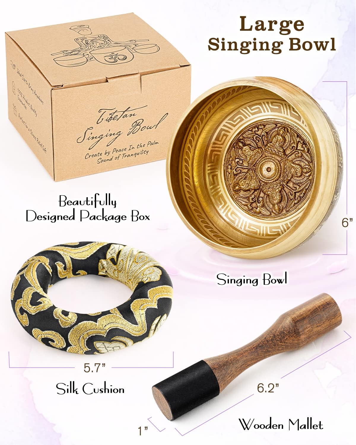 Tibetan Singing Bowls, Authentic Meditation Sound Bowls Handcrafted in Nepal for Yoga, Chakra Healing, Mindfulness, Self Care Spiritual Gifts for Women - Image 5