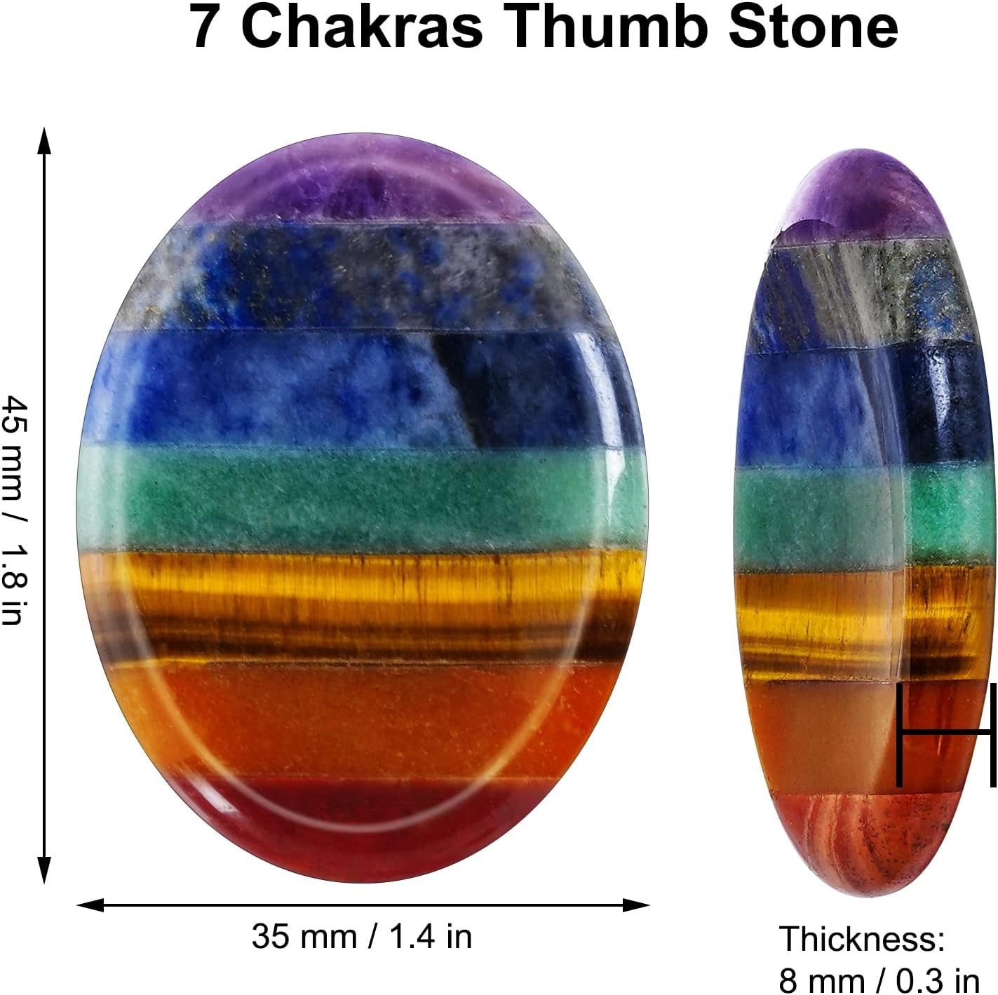 Marrywindix 2 Packs Natural Thumb Worry Stone Set 7 Chakra Crystals Healing Stones for Anxiety Stress Relief Meditation Crystal Therapy - Image 2
