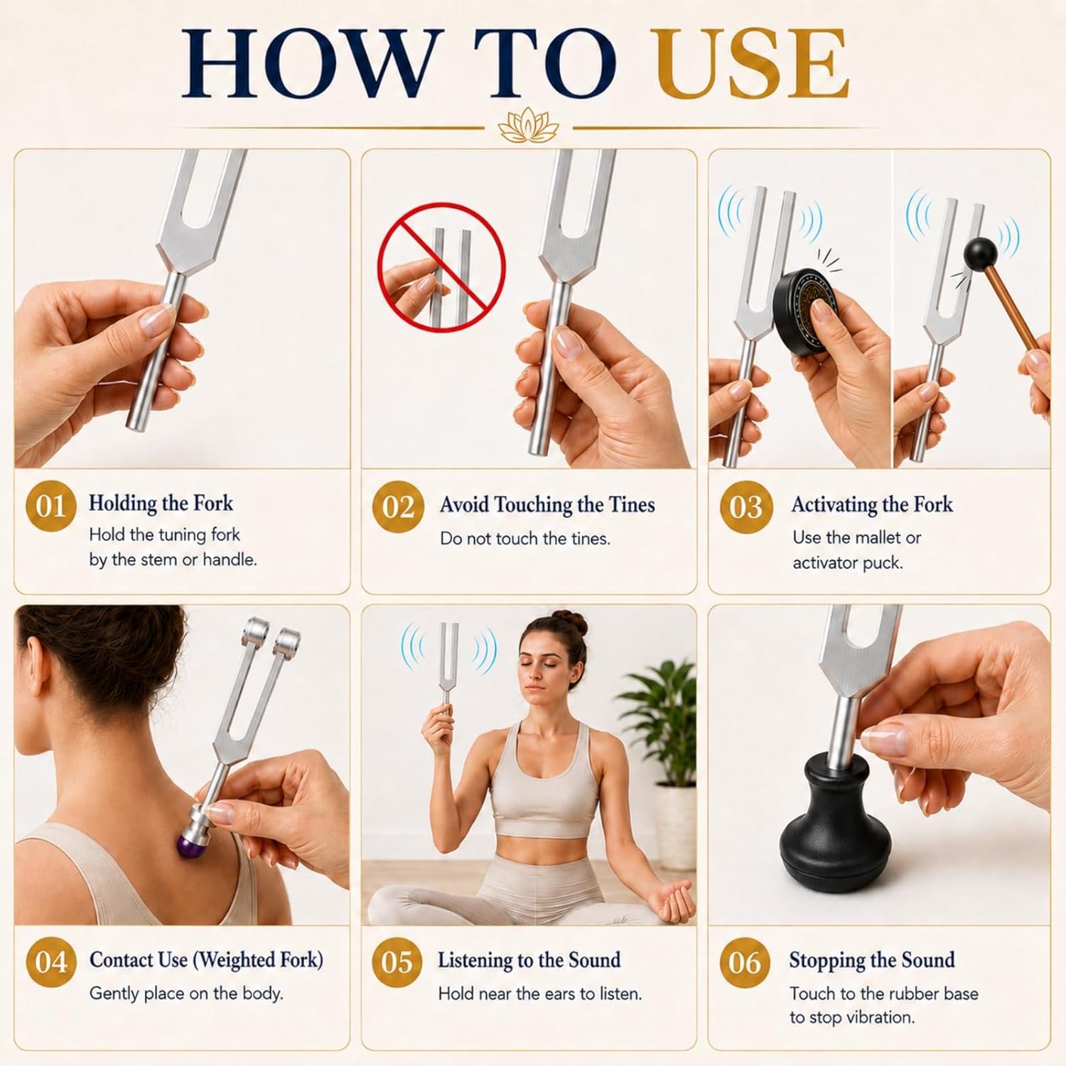 Healing Tuning Fork Set for Sound Therapy, 16-Piece Beginner Friendly Tuning Forks Kit with 128Hz 136.1Hz 256Hz 384Hz for Meditation, Yoga, Relaxation, Energy Healing & Daily Selfcare with Guide Book - Image 8
