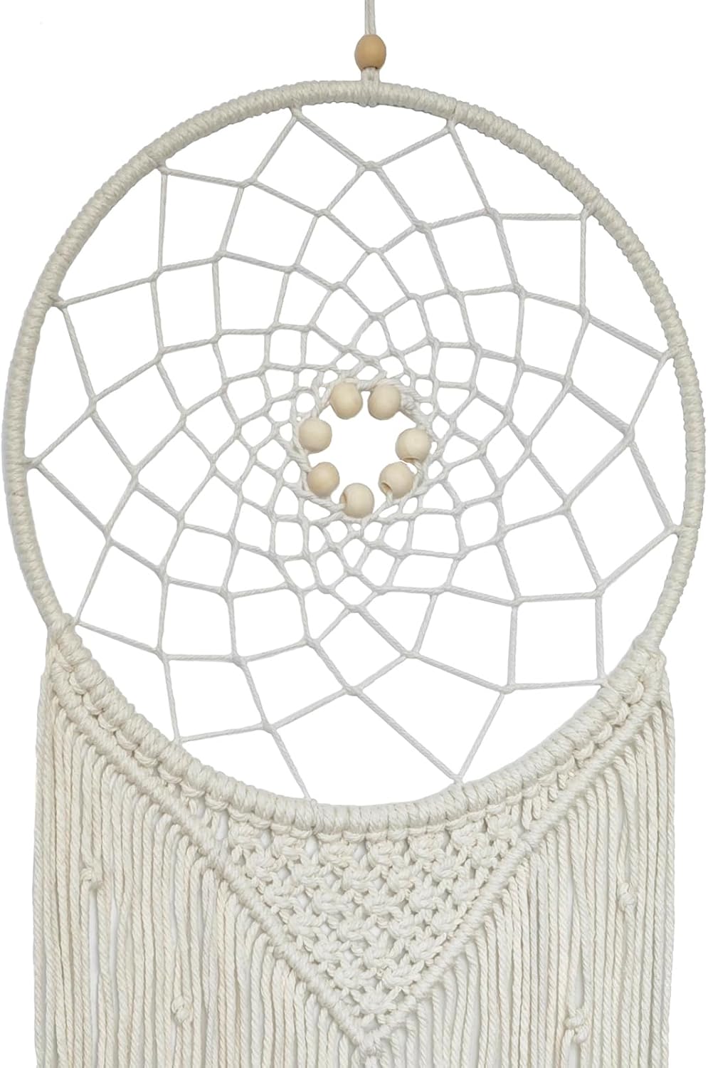 Dream Catcher Macrame Wall Hanging, Boho Decorations for Bedroom Living Room Wedding Party Home Decor, 14" Inner Dia, with 5.9ft Cotton Rope (Medium, Solid) - Image 8