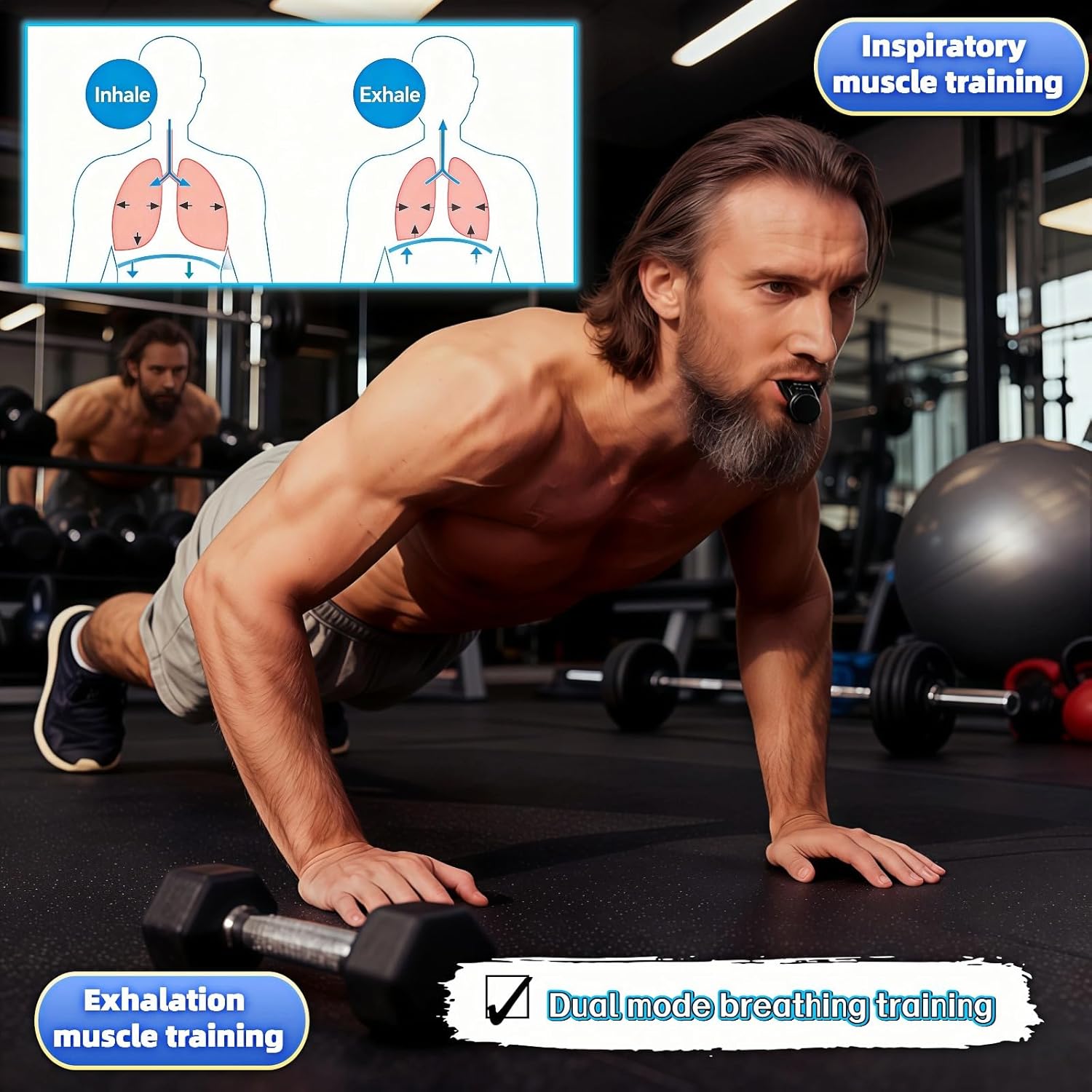 Adjustable Resistance Portable Lung Breathing Trainer | Premium Food-Grade Silicone Breath Exercise Device for Athletes, Runners & Home Fitness | Improve Respiratory Endurance & Core Strength - Image 3