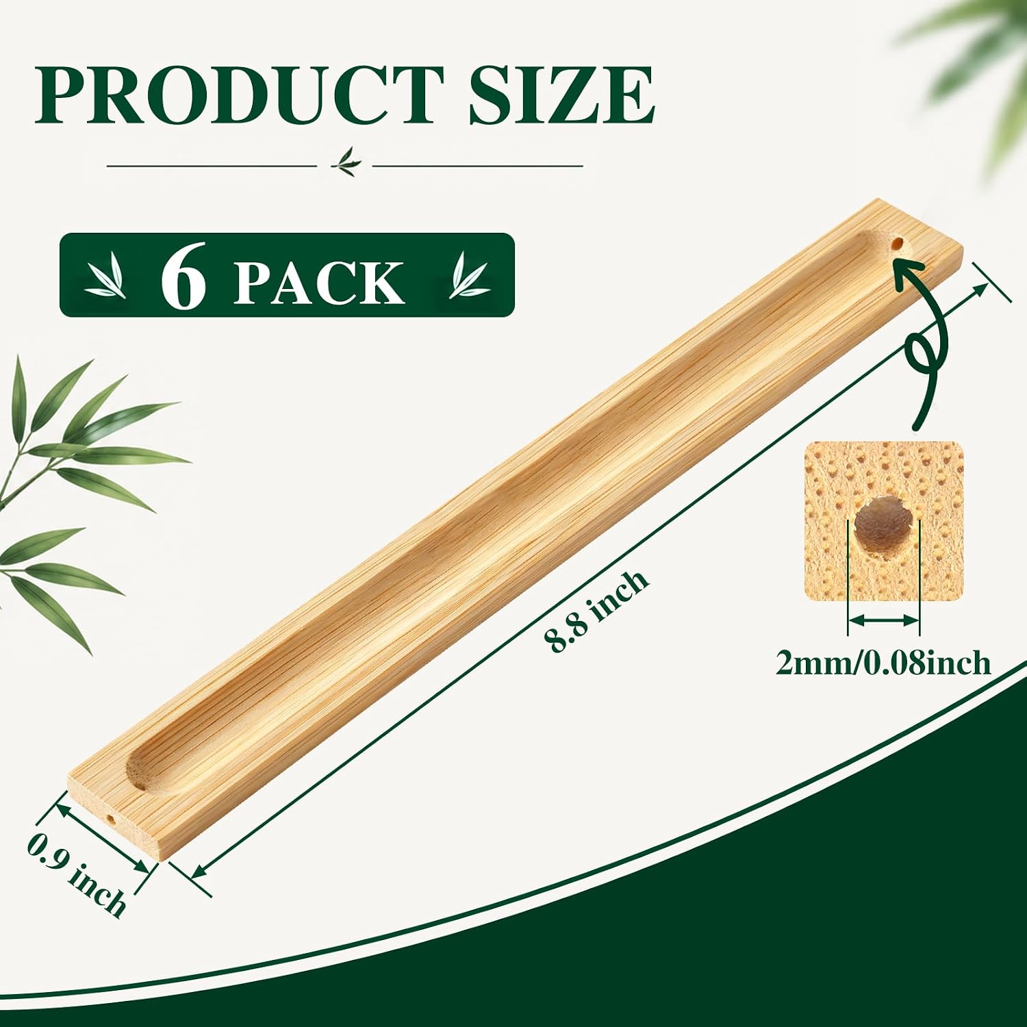 6 Pack Bamboo Incense Holders for Sticks, Ash Catcher Design | Compact Design, Space-Saving, Lightweight, Easy Placement, Multi-Room Use, Everyday Convenience - Image 2